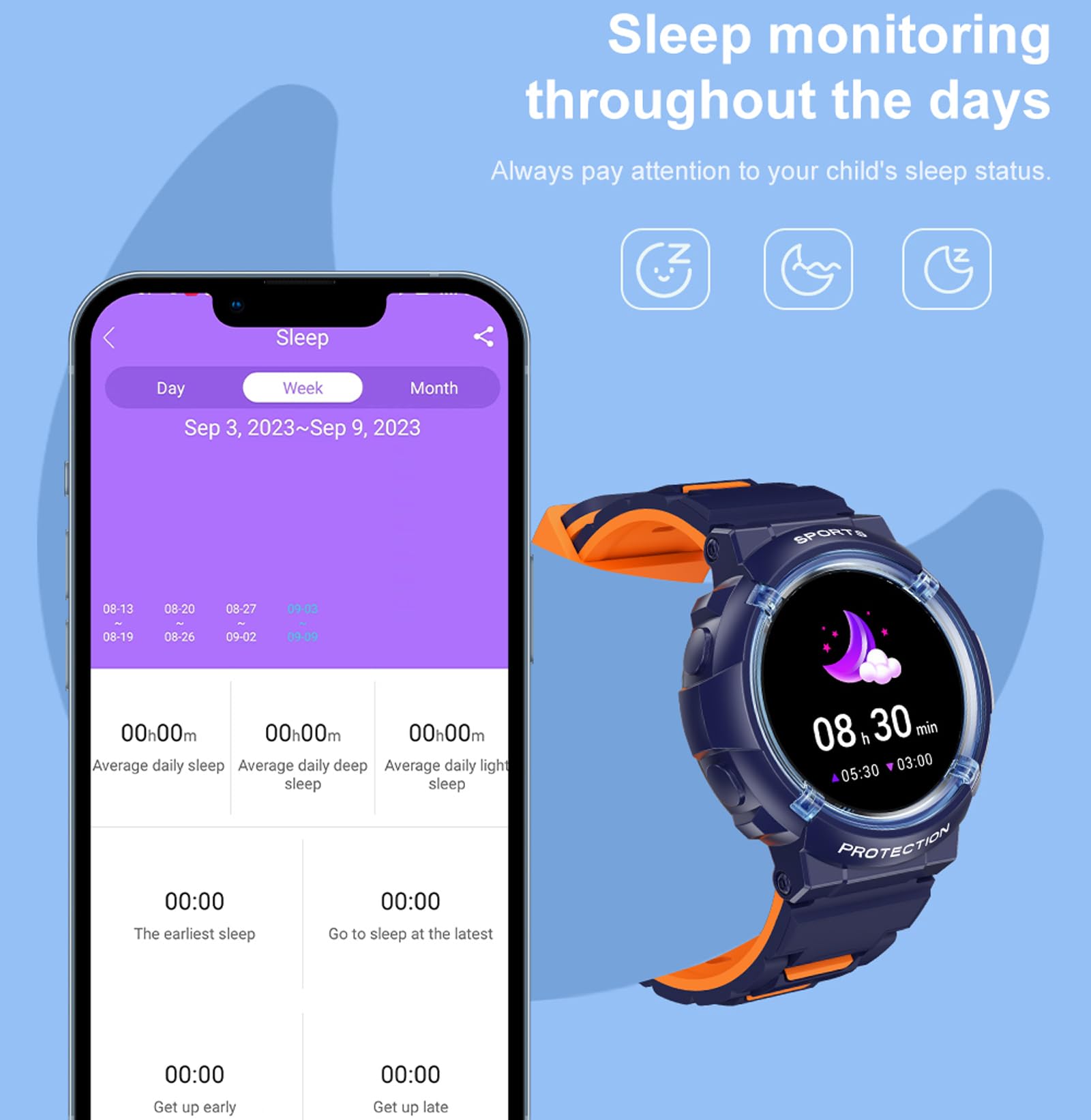 findtime Smart Watch for Kids Fitness Tracker Heart Rate Monitor IP68 Waterproof Pedometer Step Counter Calories Sleep Monitor Sport Modes DIY Face Smart Watch for Boys Girls - Image 4