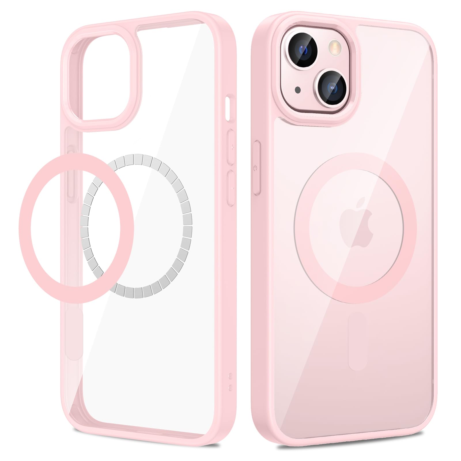 VEGO for iPhone 13 & iPhone 14 Magnetic Case Compatible with MagSafe, Clear Hard PC Back + Soft TPU Frame Slim Resist Scratches Shockproof Bumper