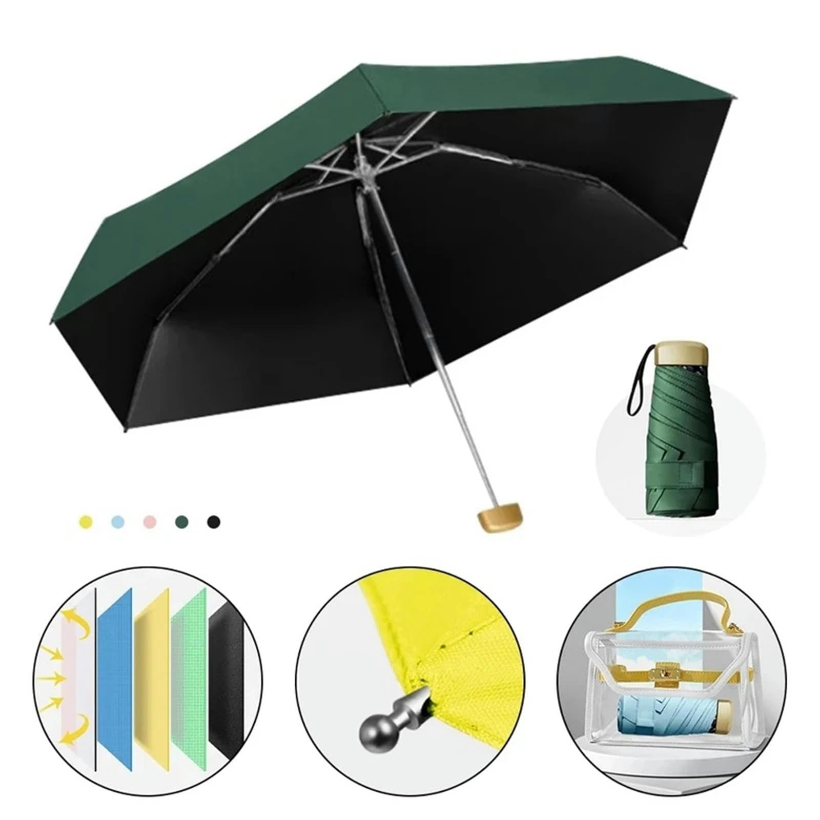TEidea Parasol kompaktowy mini kieszonkowy składany parasol, unisex, wiatroszczelny i wodoodporny, przenośny parasol podróżny
