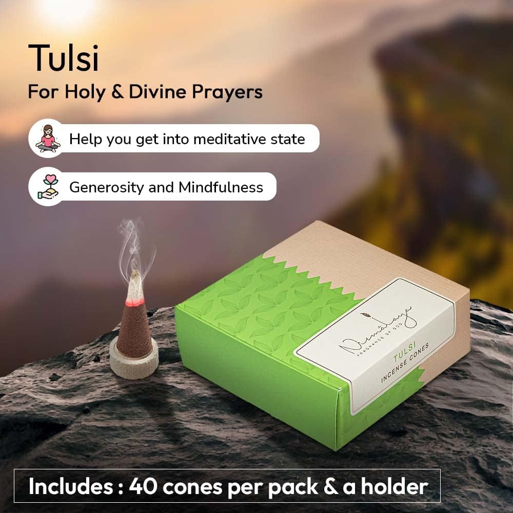 Nirmalaya 100% Natural Tulsi Backflow Refill Pack Incense Cones - 40 Dhoop Cones
