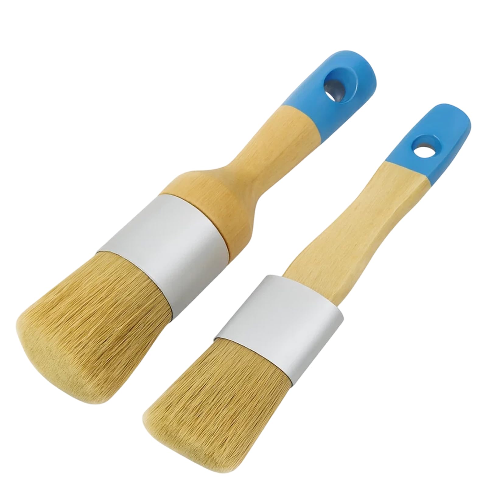 2 Piece Wax Brush Set | Paint Brushes for Furniture | Round Natural Bristle Paint Brush, Chalk Paint Brush & Wax Brushes for Furniture ﻿