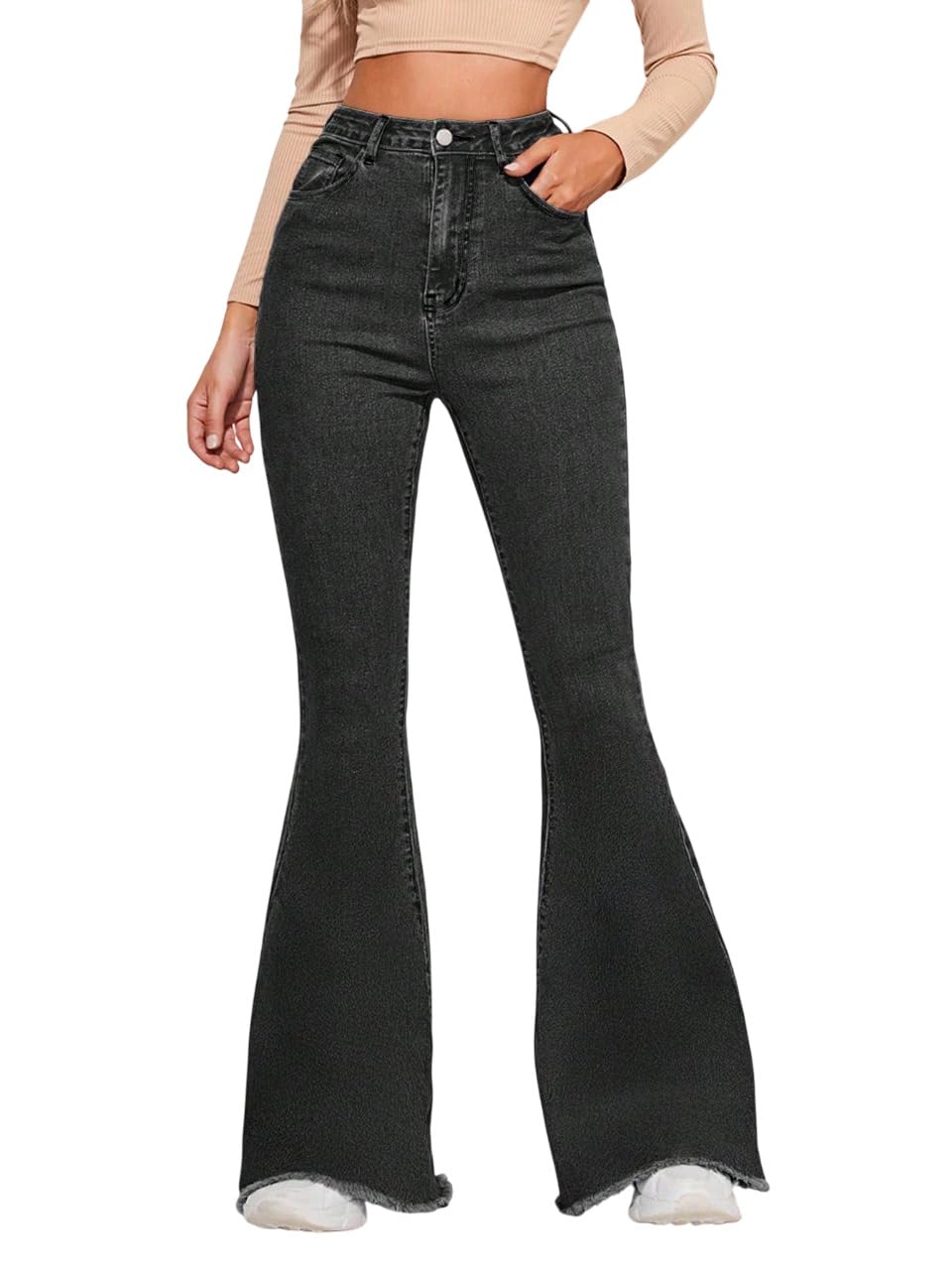 kotty Women's Bootcut Flare Jeans with Slim Fit Thigh and Wide Hem Design-picture-35