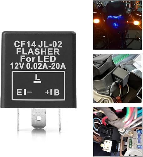 Miniatura 4 de Bittwee 2 unidades de 3 pines CF-14 CF14 EP35 relé intermitente electrónico para automóvil compatible con 12V 0.02A-20A, bombillas LED de señal de