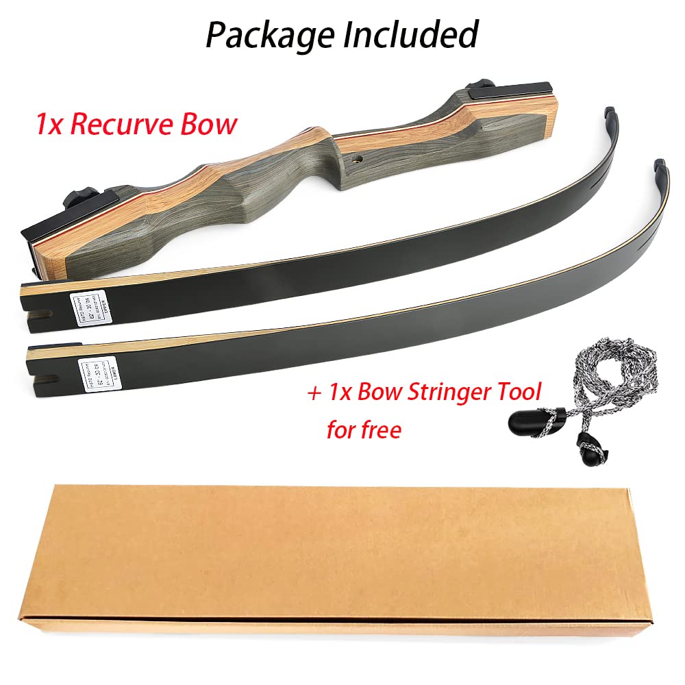 AMEYXGS 62" Tiro con l'arco Arco Ricurvo Arco da Caccia 30-50 libbre Arco Lungo in Legno Laminato Riser Tiro all'aperto Pratica per Adulti e Giovani Mano Destra (30lbs)