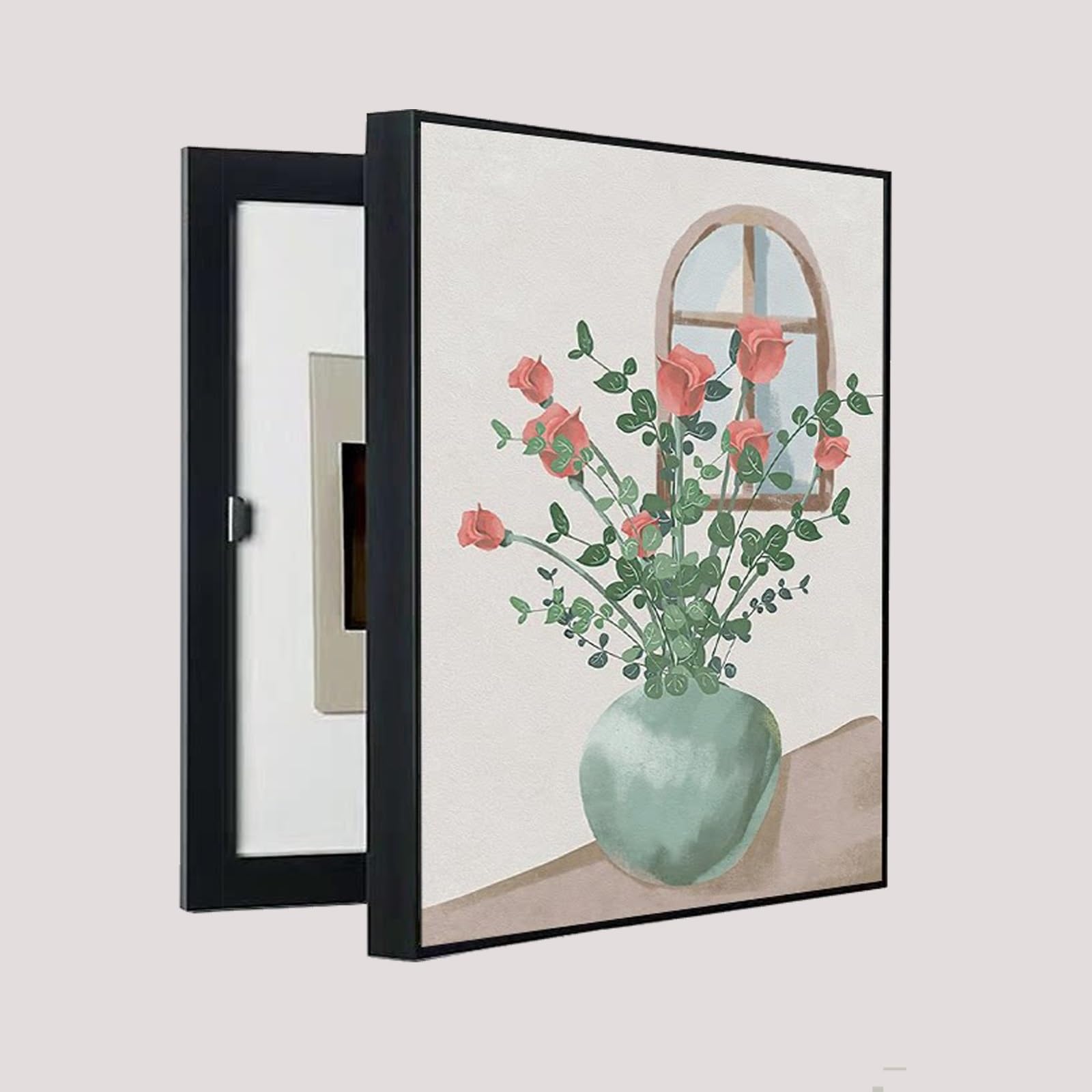 Peinture décorative boîte compteur électrique 45x55cm - Cache-compteur magnétique salon F