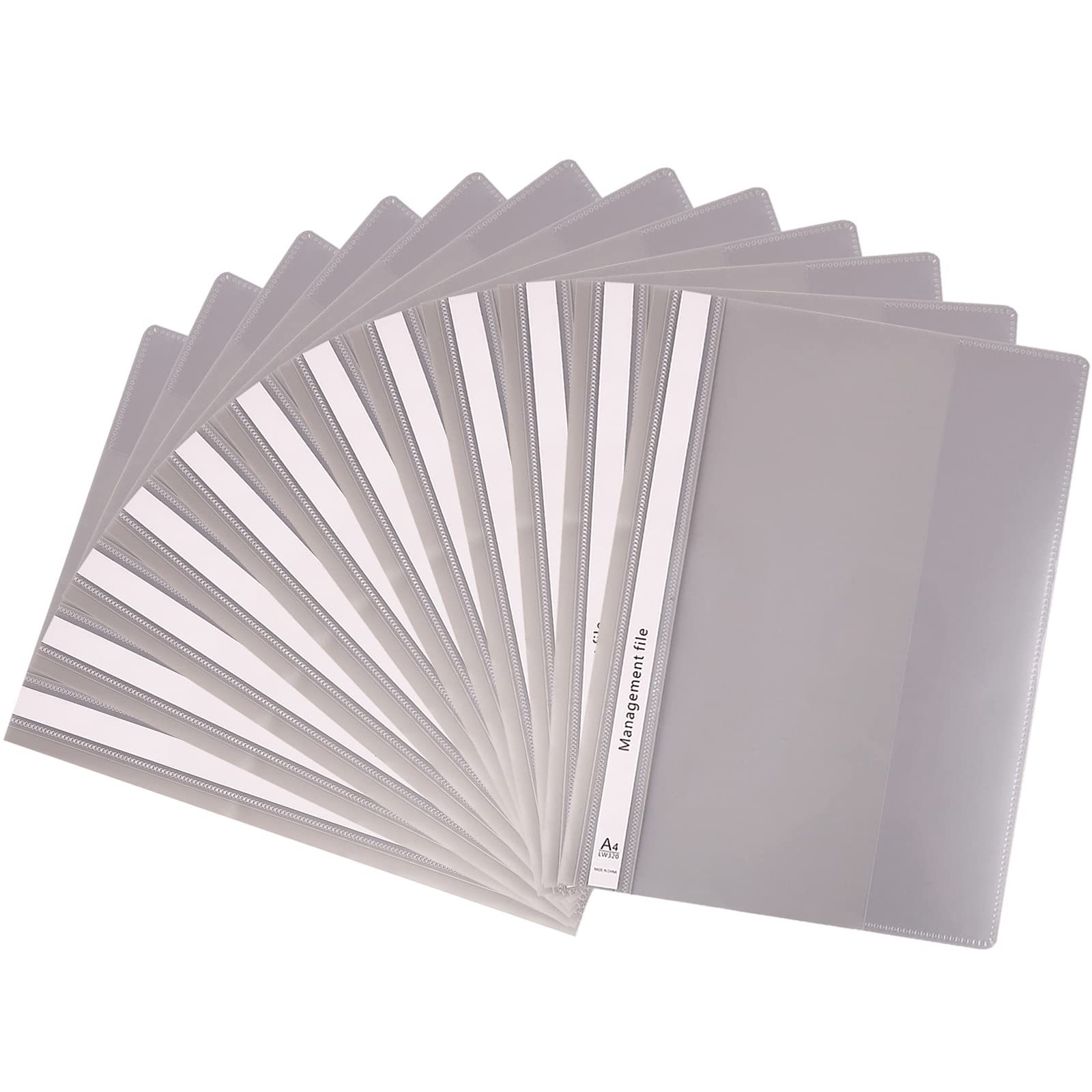 GUOKOFF A4 Project Folder (Grey, Pack of 12) Plastic Report Files 2 Prong, A4 Report Project Document File Folders, Presentation Project Folder for Office School
