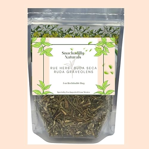 Snackadilly Ruda Seca Tea, 100% Natural Rue Dried Leaves, 4 oz, Caffeine-Free, Vegan, Traditional Botanical Infusion