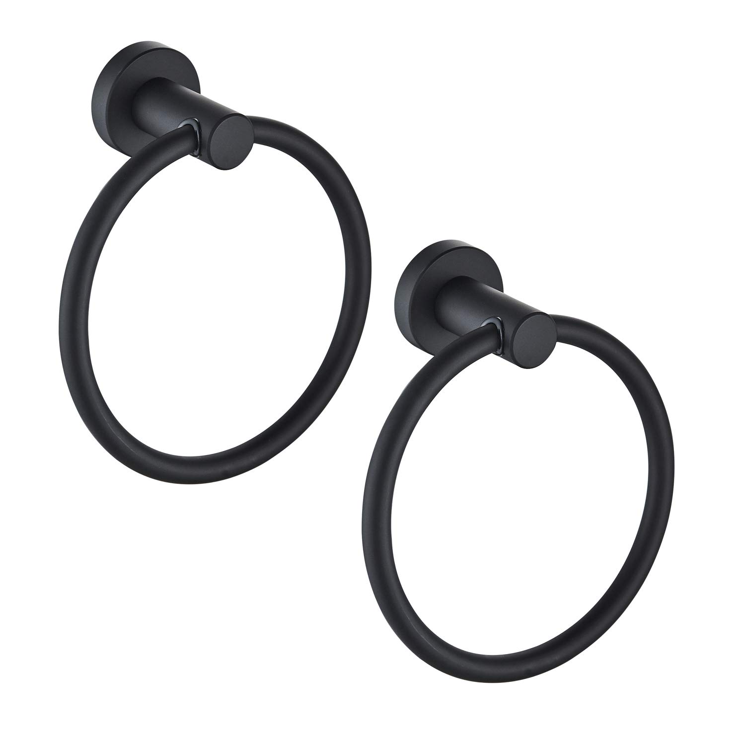 MARMOLUX ACC Matte Black Towel Rings (2 Pack) - Modern Hand Towel Holders for Bathroom Wall - Round Stainless Steel Bathroom Towel Racks - Black Towel Hangers for Bathroom.