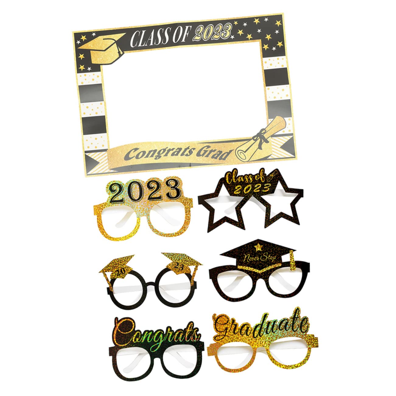 MAGICLULU 4 Sätze Abschlusspapierbrille Selfie-licht Abschluss Requisiten Glückwunsch Grad Requisiten Für Die Fotokabine Der Babyparty Tische Bachelorette-Spiele Gläser Mittelstücke
