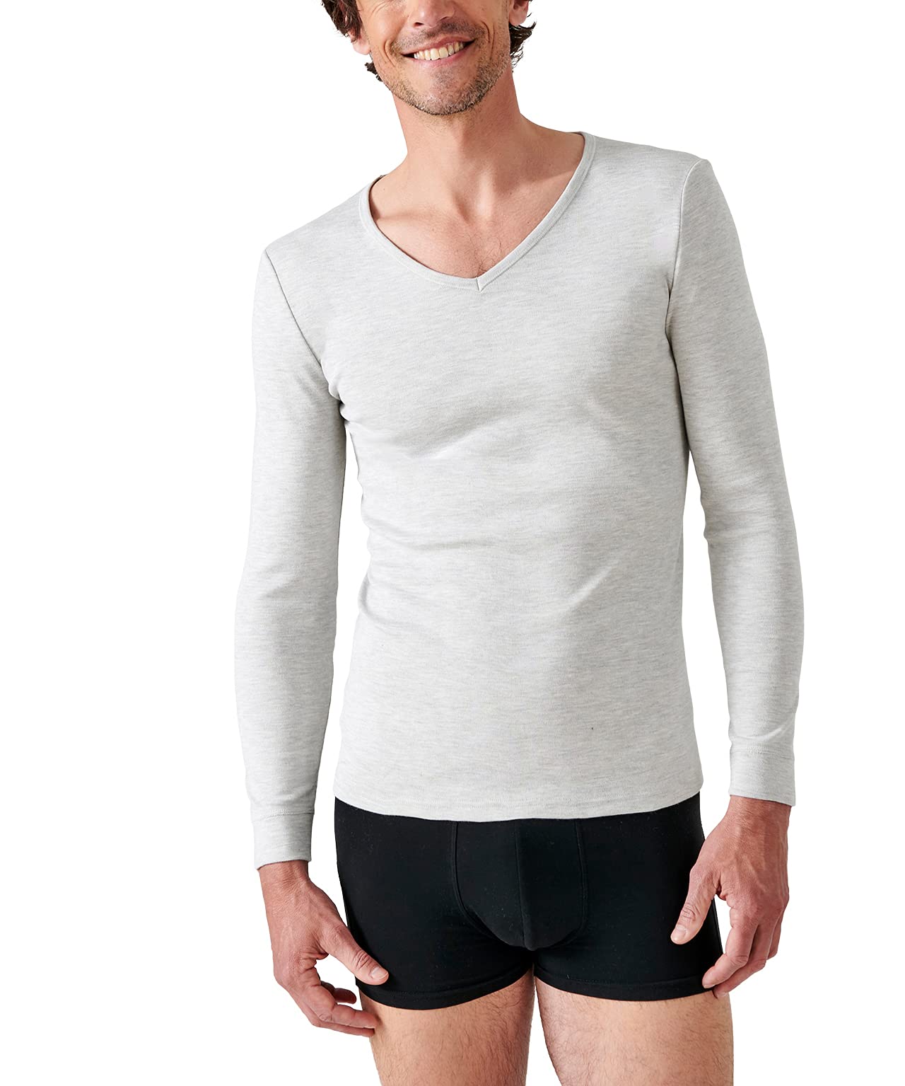 Damart Thermolactyl Interlock Mesh V-Neck Top Degree 3 Grey