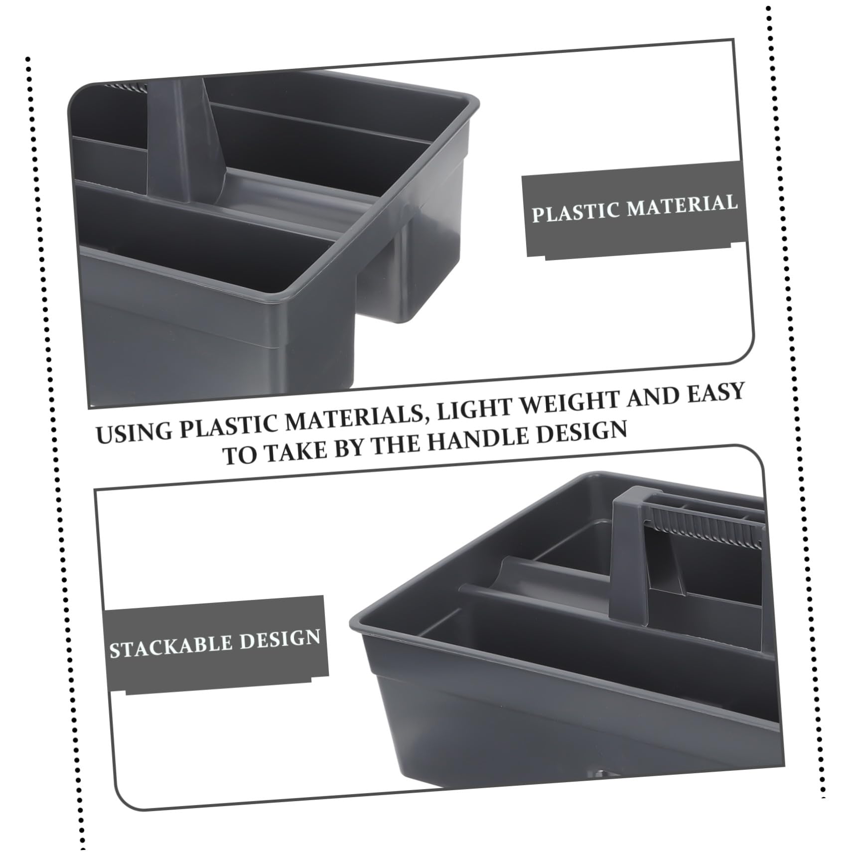 Panier de Nettoyage en Plastique Épais, à Main, Empilable, 3 Compartiments