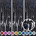 Foil Fringe Curtains Party Decorations - Melsan 3 Pack 3.2 x 8.2 ft Tinsel Curtain Party Photo Backdrop for Birthday Party Baby Shower or Graduation Decorations Black