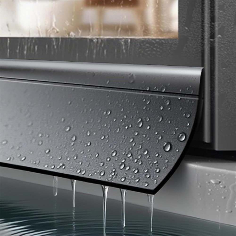 Barriera antipioggia autoadesiva, 300 cm, deflettore antipioggia in gomma flessibile con larghezza 35 mm per porte e casa, trasparente (nero)