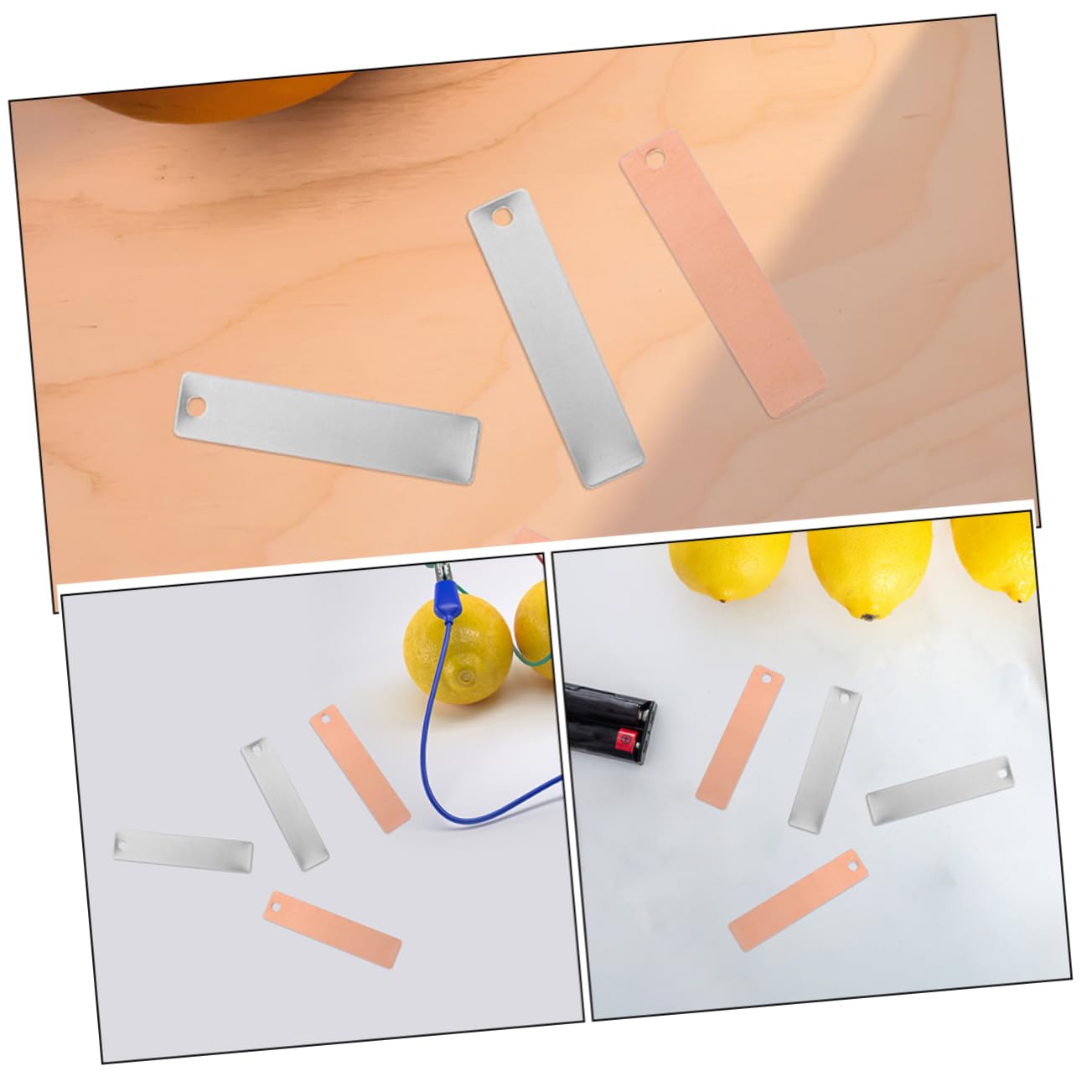 VILLFUL 4 Sets Battery Sheet Battery Experiment Materials Strip Copper Strip for Fruit Battery Experiment Copper Plate Experiment Supplies Fruit Battery Materials