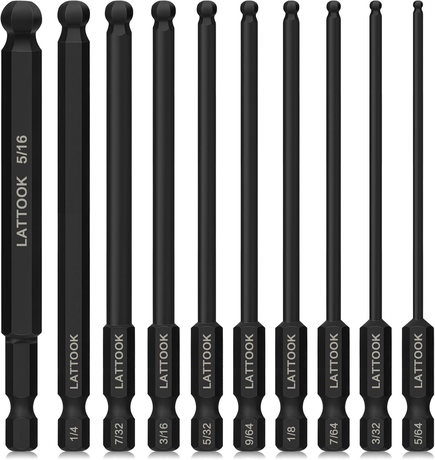 Ball End Hex Head Allen Wrench Drill Bit Set (10PCS SAE 5/