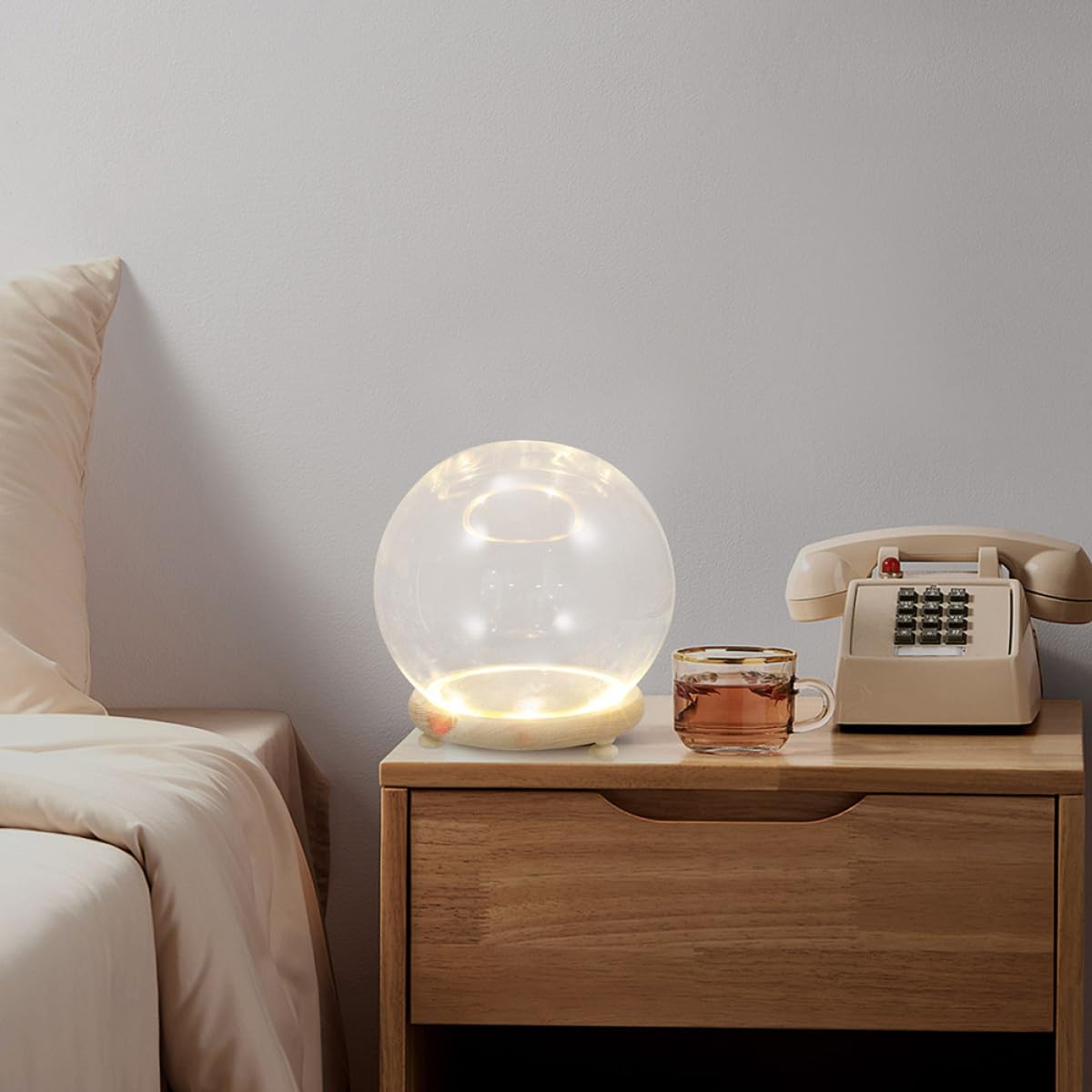 Cupola in Vetro Trasparente Base in Legno per Fiori Conservati e Micro Paesaggi Luminosi, Decorazione da Tavolo per Casa, Negozio e Caffetteria, Copertura Antispolvero per Piante