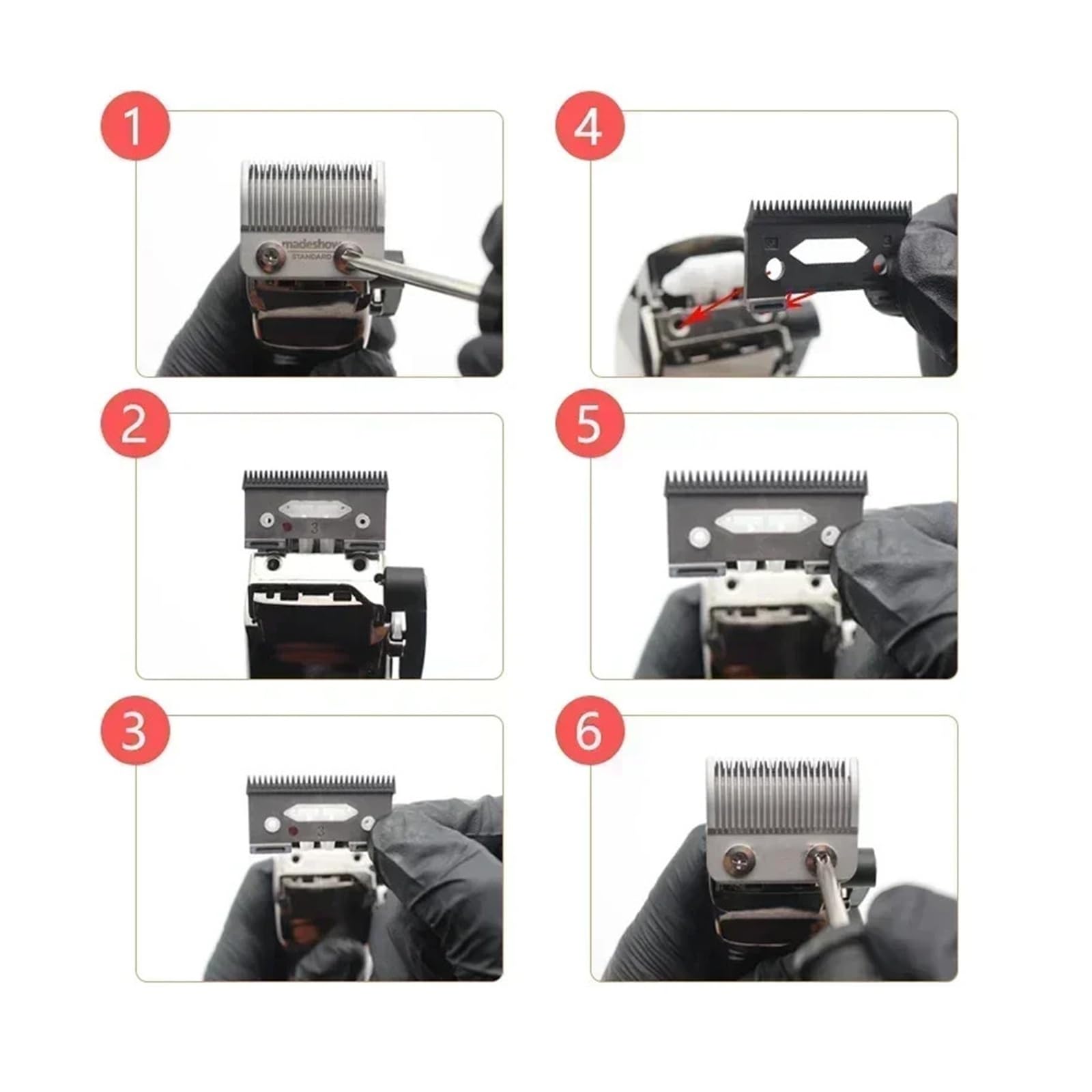 Bewegliche Ersatzklingen Aus Keramik, Kompatibel Mit MADESHOW, M10 M5f KM2296, Professioneller Haarschneider, Haarschneidemaschine, Kopfschneider(Silvery-10)