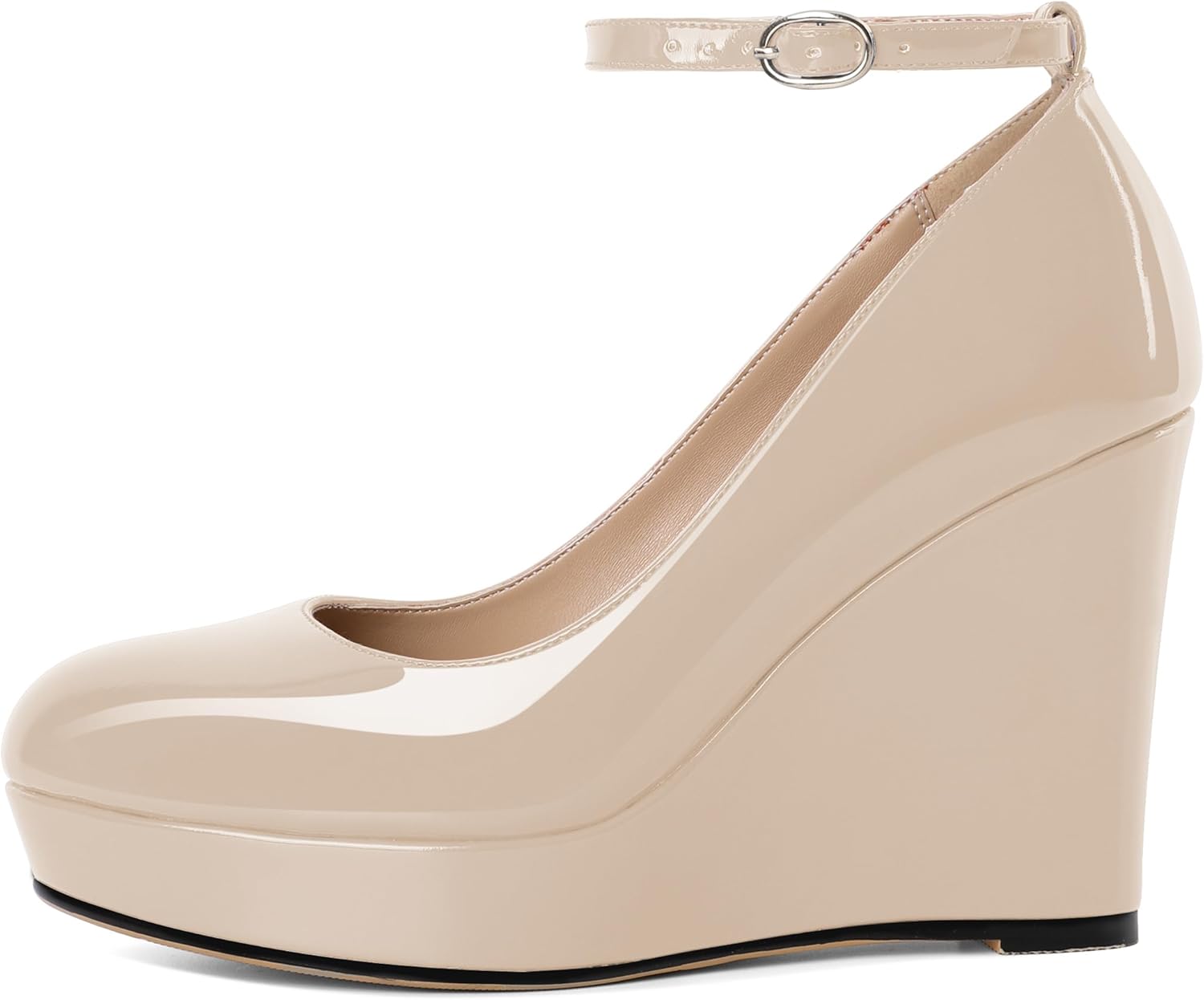 Eldof Wedges for Women Closed Toe Ankle Strap Platform High Heel Wedges Pumps 4 Inches - Image 5