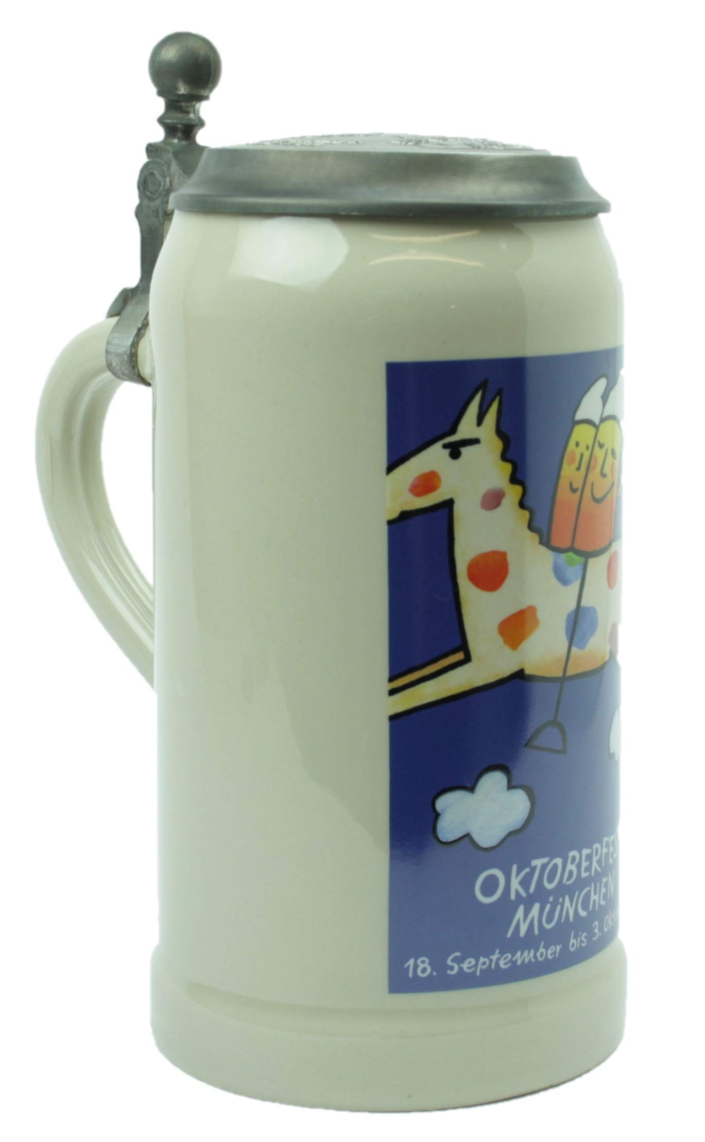 Boccale originale Oktoberfest 1999 con coperchio in peltro e certificato I Boccale dell'anno I Wiesnkbrocca I