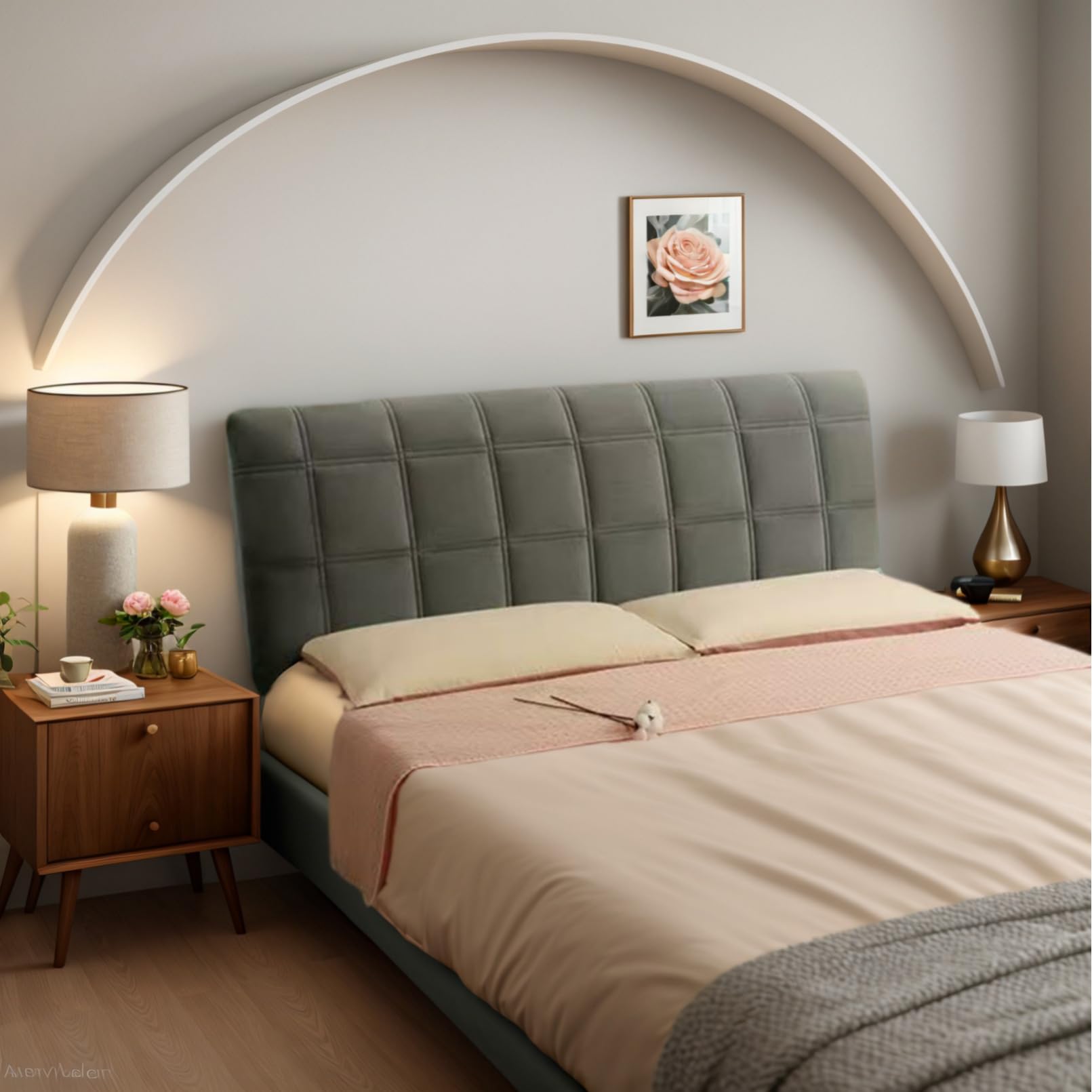 Genérico Cubiertas de cabecera de Cama de Terciopelo Todo Incluido Lavable Funda de Respaldo para Cama Individual/Reina/Doble Protector de Respaldo,F,230cm