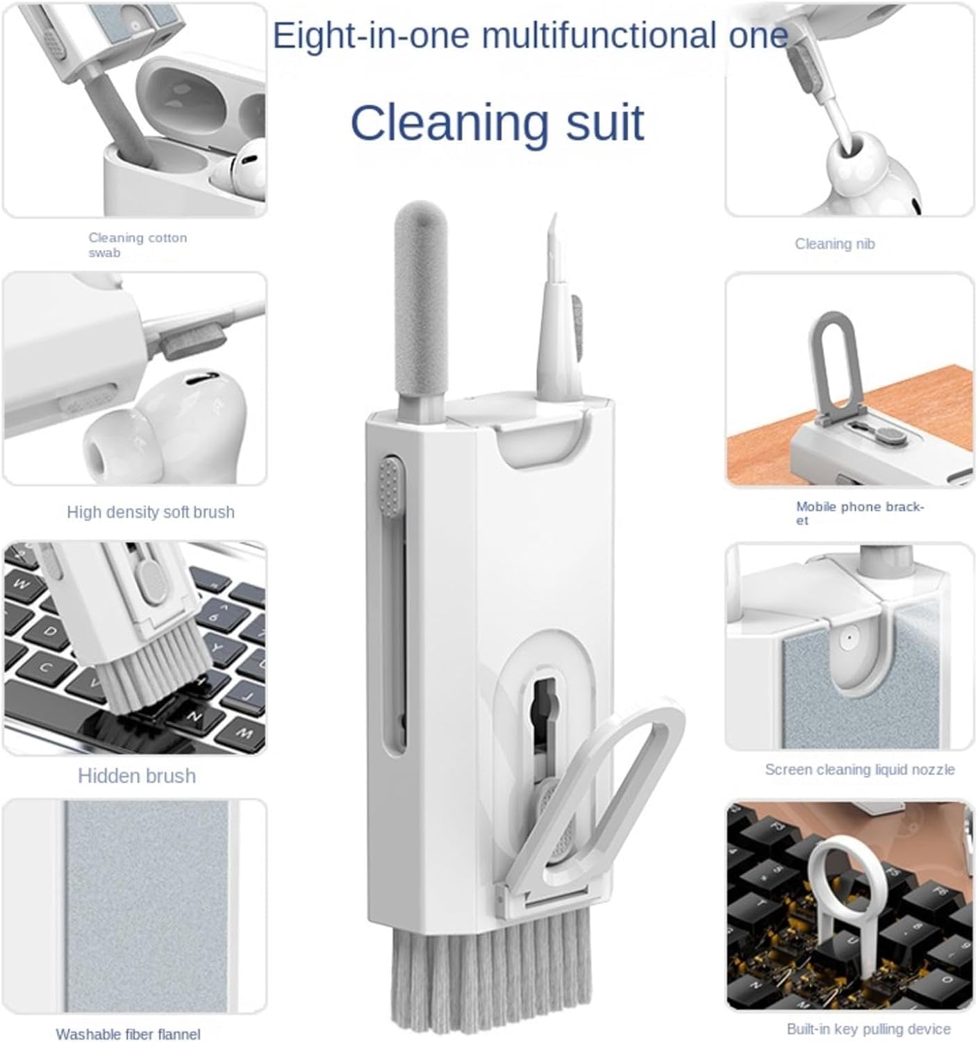 8-in-1 Laptop Keyboard Cleaner Cleaning Kit, Electronics Screen Cleaner Repair Tool with 3 in 1 Earbud Cleaner Pen, Camera Lens Pen