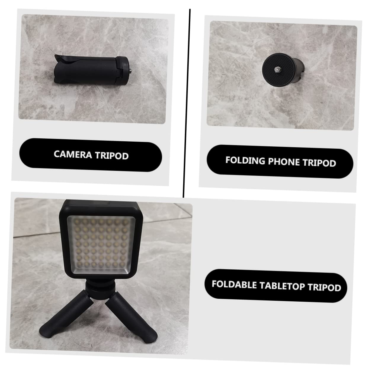Uonlytech 4 Pezzi Treppiede da Tavolo Pieghevole in Abs, Supporto Smartphone e Fotocamera Attacco 1/4, per Riprese e Streaming