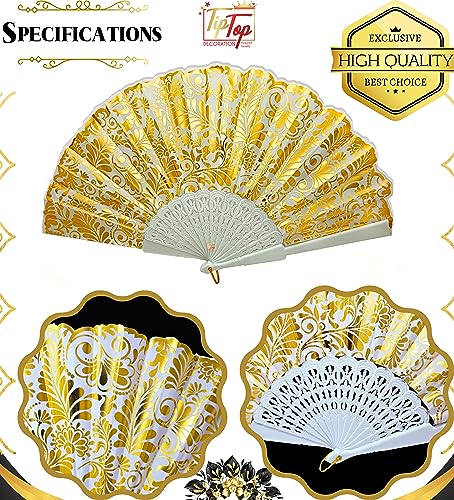 Image of Royal Floral Japanese Handheld Folding Hand Fan (Artistic) (Pack of 1 Fan)