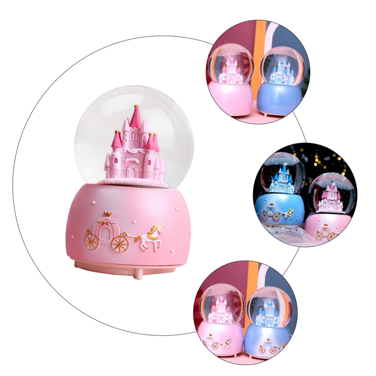 Bola Musical de Cristal Rosa Diseño Creativo y Único, Bola Decorativa para Salón y Dormitorio, Hecha de Resina y Vidrio para Crear Sorpresa y Calidez