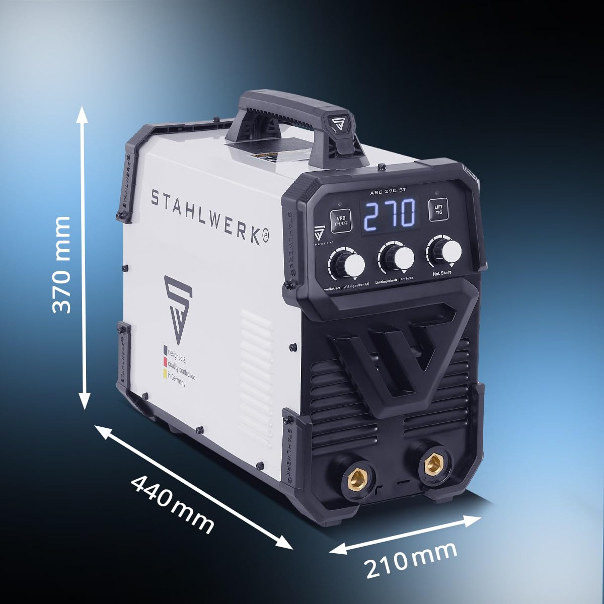 STAHLWERK Elektroden-Schweißgerät ARC-270 ST – Vollausstattung mit Gerätewagen – MMA (E-Hand) bis 270 A, Schweißen ohne Schutzgas, Lift-TIG Inverter 400 V, Smartkühlung & Temperatursteuerung