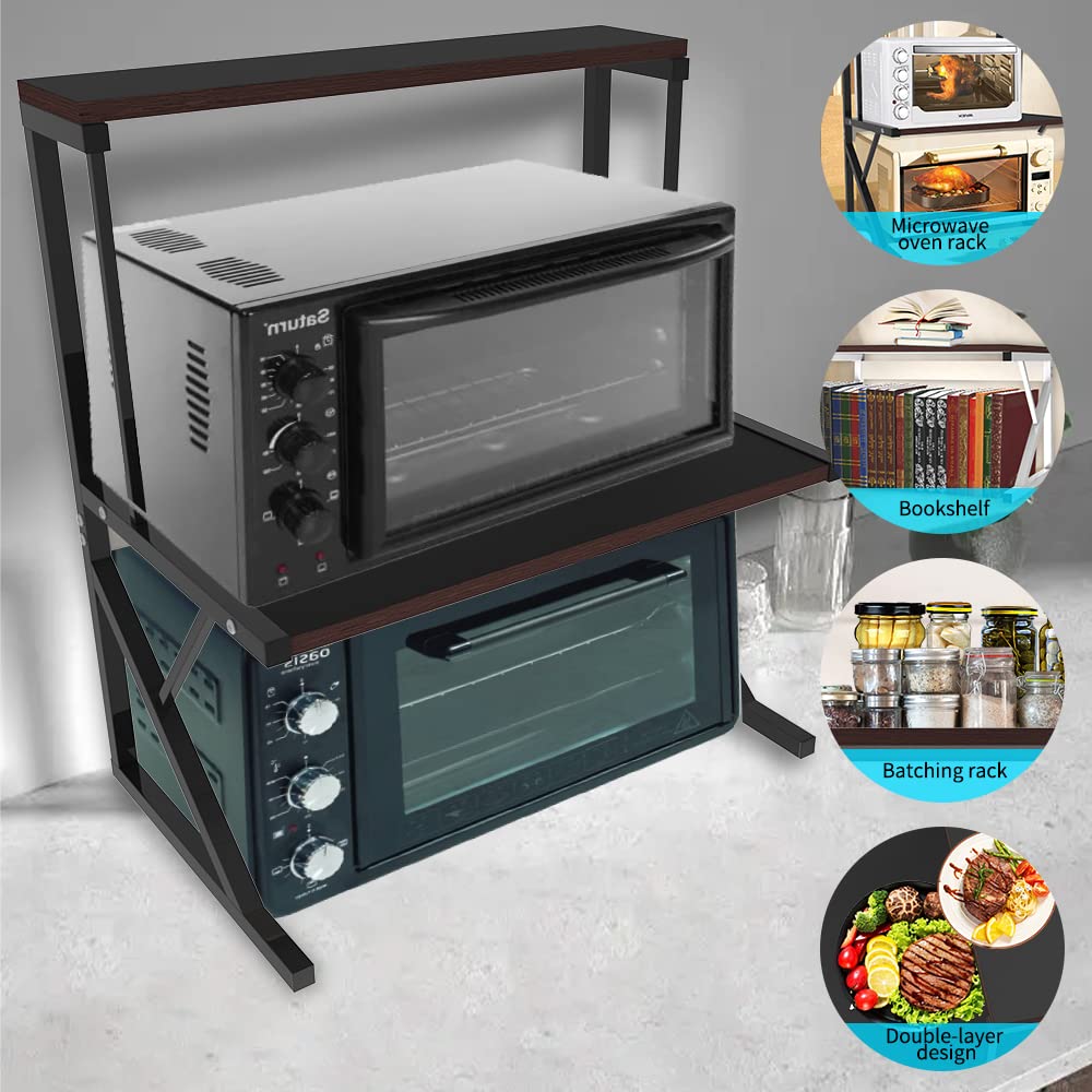 Support Micro-ondes Extensible 2 Niveaux Avec Tiroir - Ajustable, Stable 80 Kg - Pour Rangement Cuisine, Bureau, Garage