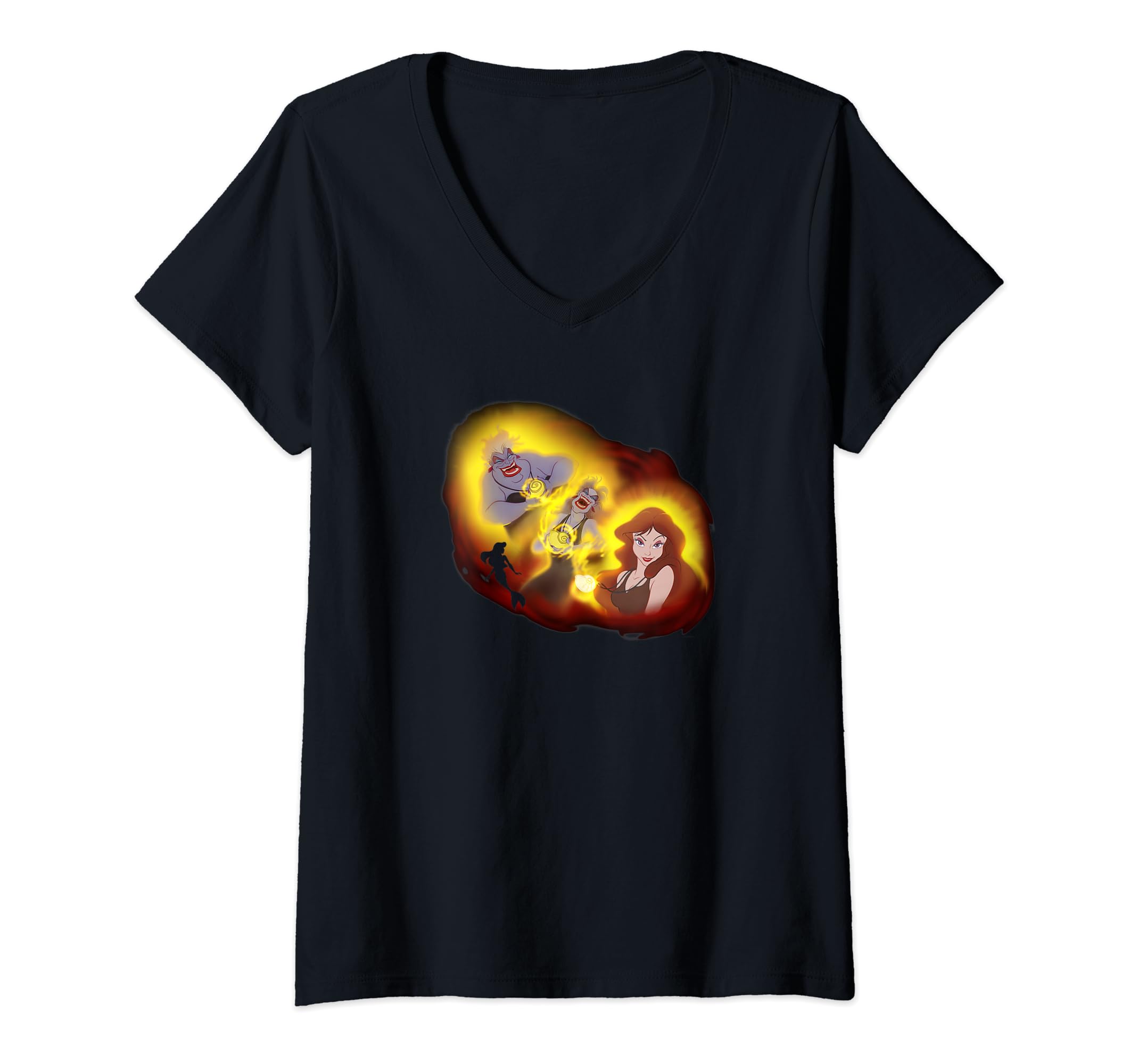 T-shirt Ariel et Ursula Disney col V pour femme motif transformation