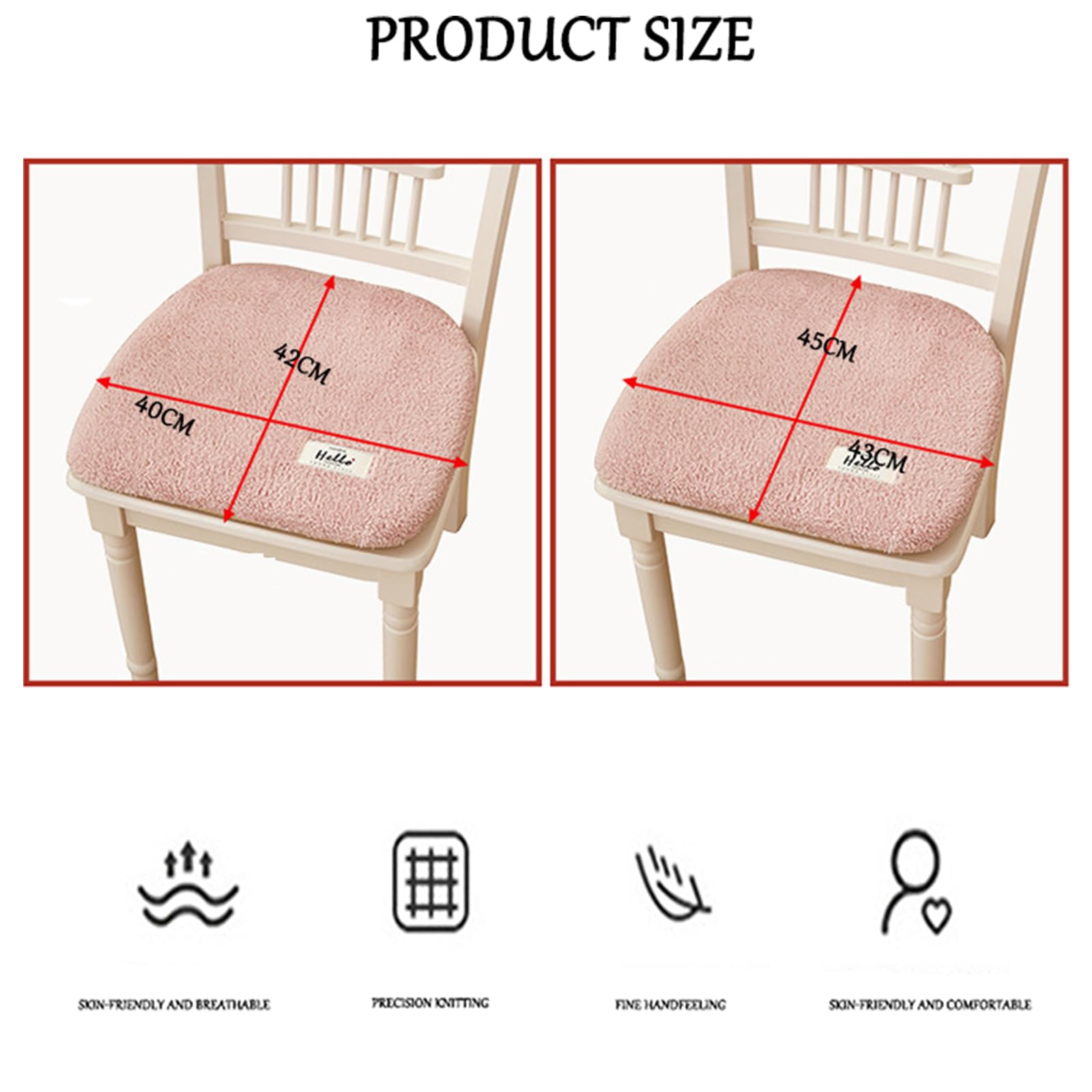 NZPOST Set di 6 Comodi Cuscini per sedie da Cucina, Beige, 42x40 cm, Morbidi coprisedili per Uso Interno ed Esterno