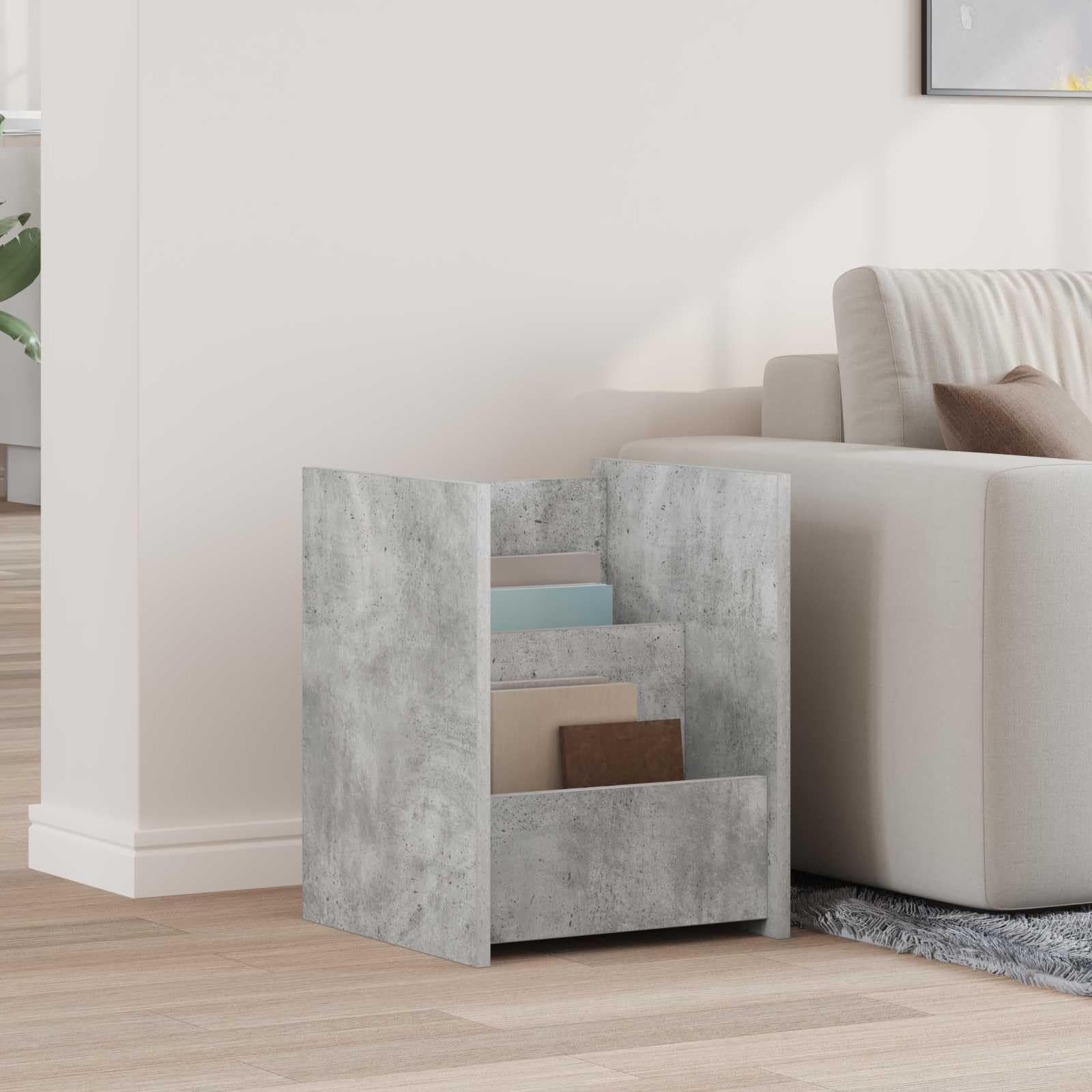 Scaffale portariviste in cemento grigio, 35 x 35 x 45 cm, con 3 ripiani, versatile portariviste per soggiorno, ufficio, scaffale e organizer