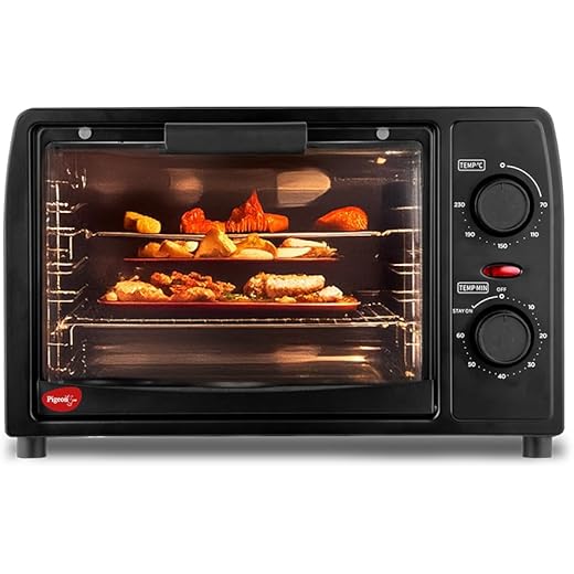 Pigeon Oven Toaster Grill 14 Liters OTG| 900 Watts| Toast, Grill, Bake & Roast | Heat Resistant Tempered Glass| Black