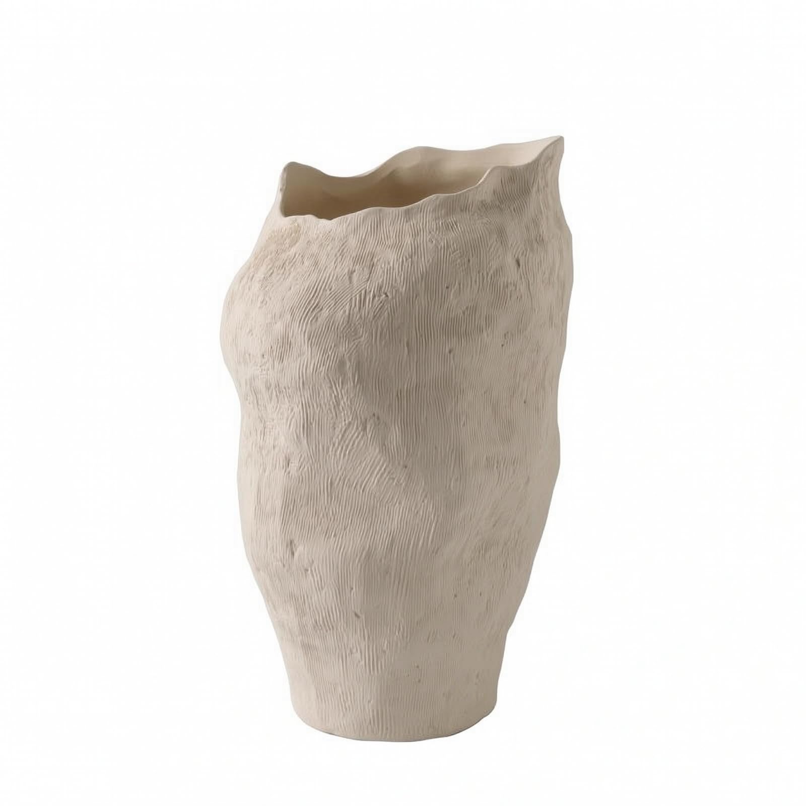 MagiDeal Jarrón de Cerámica Florero Escultural Vaso Decorativo Centro de Mesa Barro con Pátina Artesanal y Acabado Mate Que, Beige, D款 Beige Alto 32.5 29 H50cm