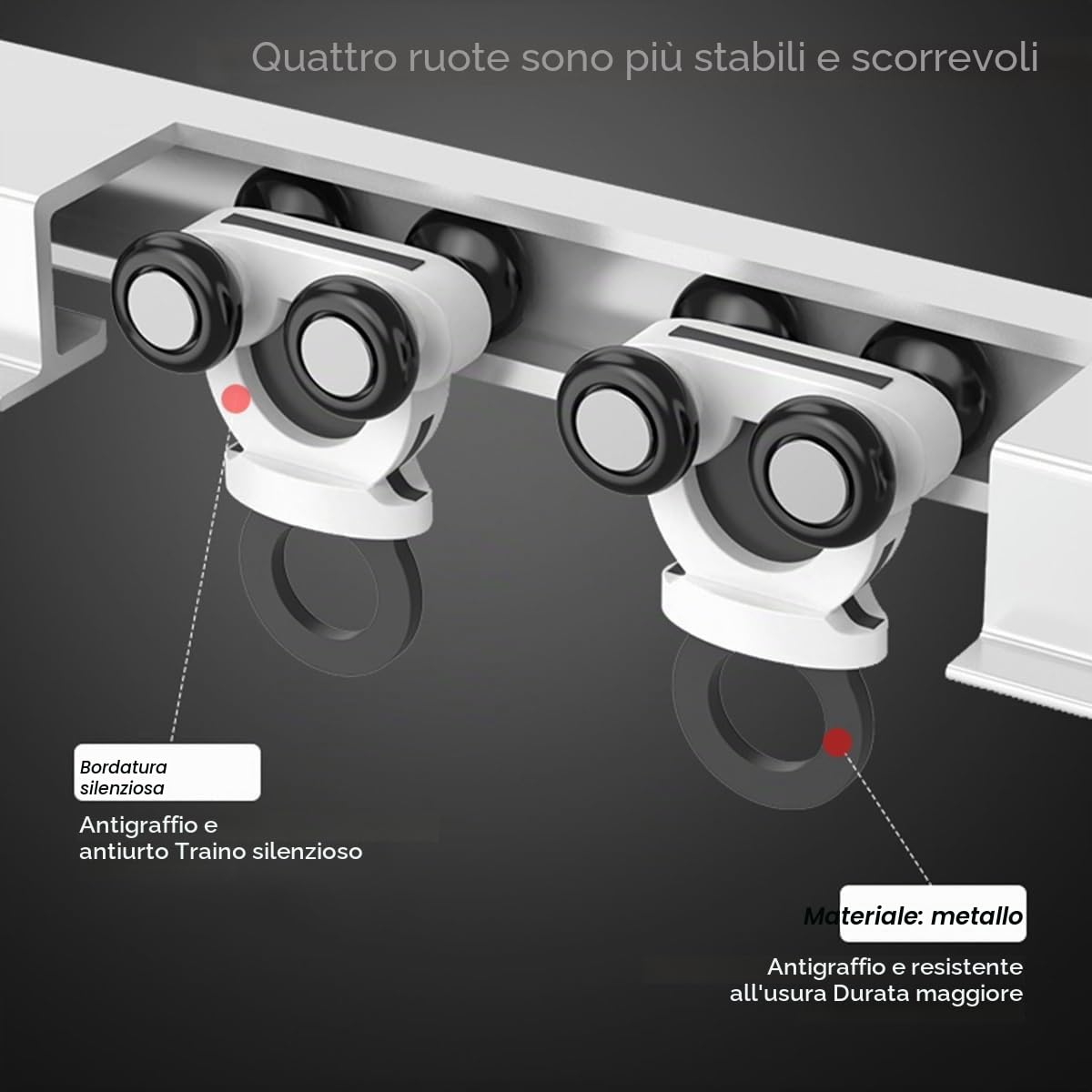 Binari Singoli Per Tende In Alluminio Silence, Set Di Binari Per Soffitto Incassato, Binario Tenda Resistenti Con Rullo, Per Soggiorno, Camera Da Letto(White,130cm/4.3ft)