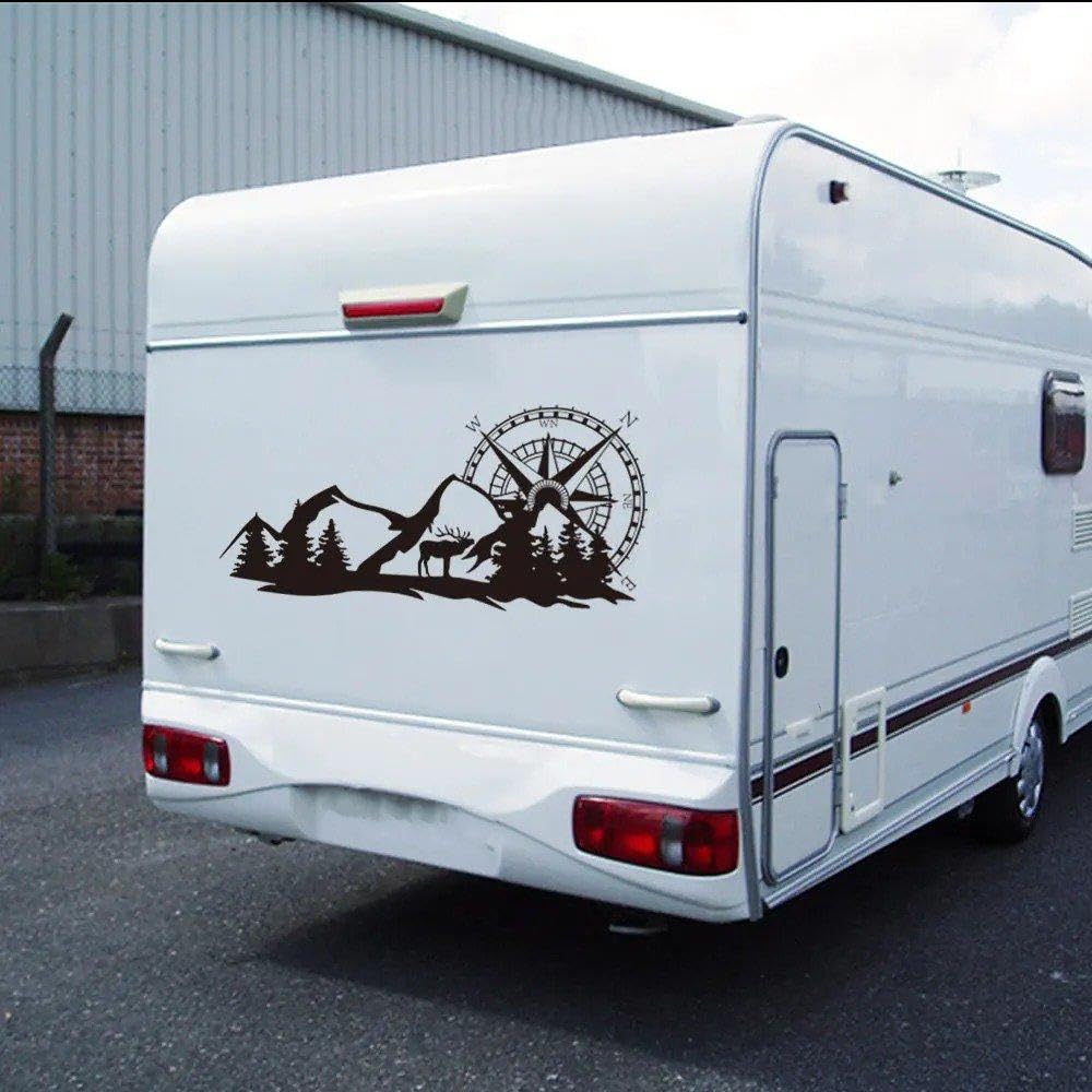 Decalcomanie per Auto Adesivi per Auto con Grafica Forest Mountain per Camper Van per Cavalli Caravan RV Camper Van Body Decor Decalcomanie in Vinile(Glossy Yellow,100cm x 42cm)