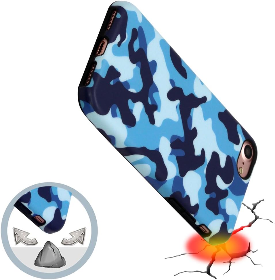 GOLINK iPhone 7 Case/iPhone 8 Case, Camouflage Camo IMD Printing Slim-Fit Anti-Scratch Shock Proof Anti-Finger Print Flexible TPU Gel Case for iPhone 7/iPhone 8 - Blue