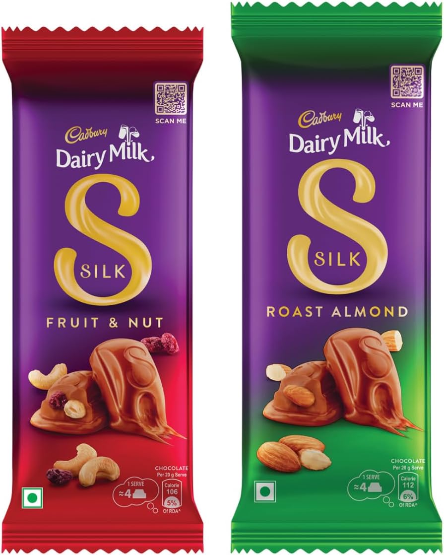 Cadbury Dairy Milk Silk Chocolate Bar Large Combo (Silk Fruit & Nut 137 g, Silk Roast Almond 143 g), 280 g