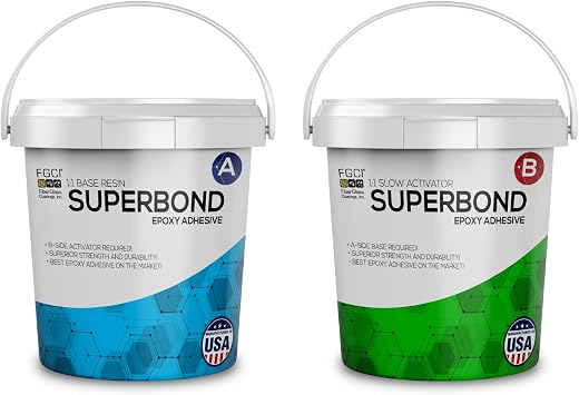 FGCI Super Bond Slow Cure 2 Part Epoxy 2 Quart, Clear Adhesive Putty for DIY Wood, Metal, and Plastic Projects, Extended Work Time, Made in the USA