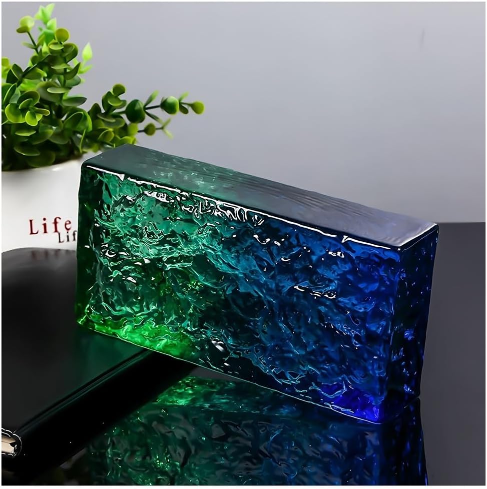 Zfmnoyev 1 Pack Rectangular Solid Glass Brick, High Transparency Colored Crystal Bricks, Decorative Partition Wall, Used for Room Partitions, Building Decoration, Bars, Hotels(C)