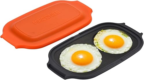 MACONEE Freidora de huevos para microondas | Cocina y escalfadora para sándwiches de desayuno | Máquina para 2 huevos | Apto para lavavajillas y sin