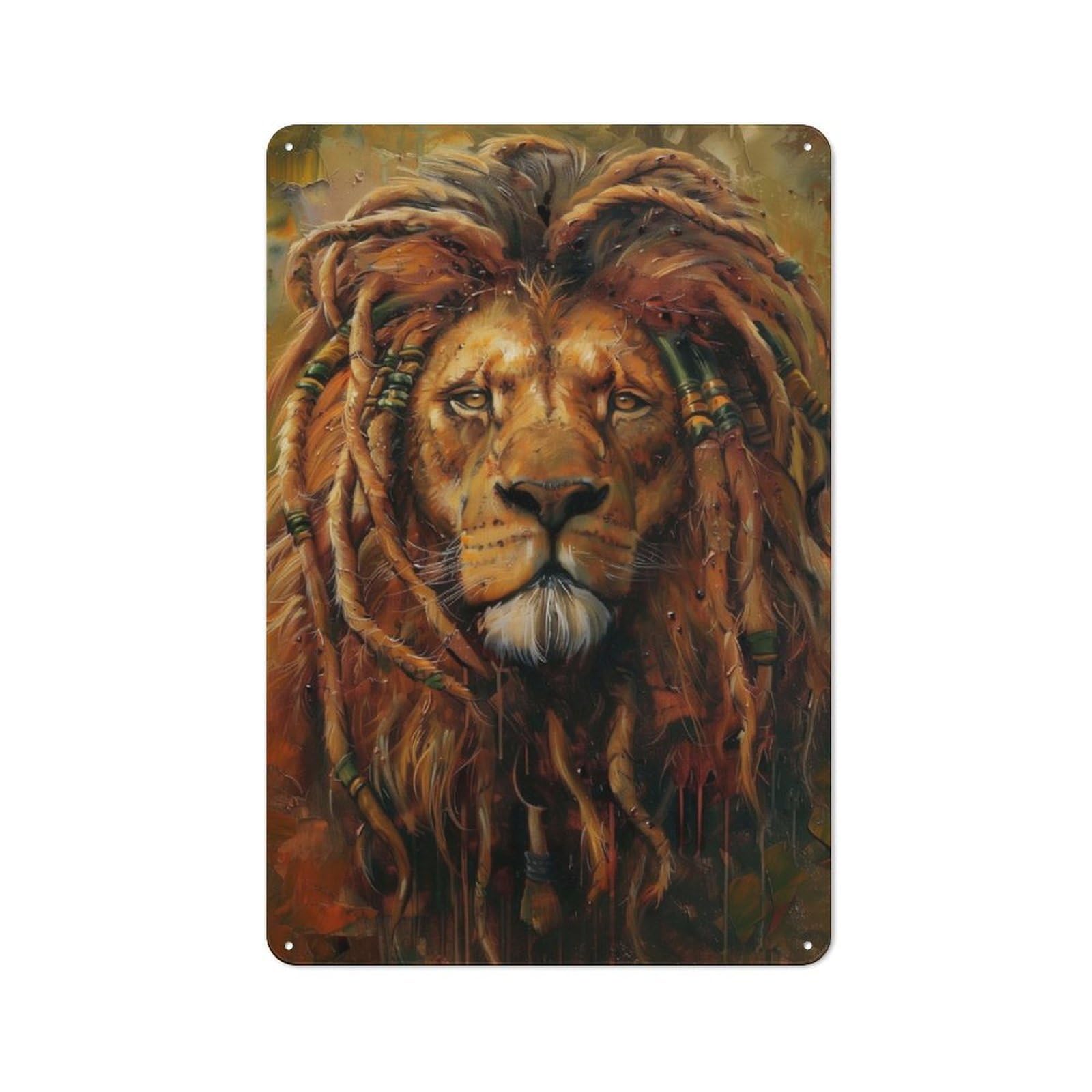 Rustic Rastafari Lion Jamaica Tin Wall Sign 30x20cm, Kitchen Wall Decor for Bakery, Diner, Cafe Or Family Room