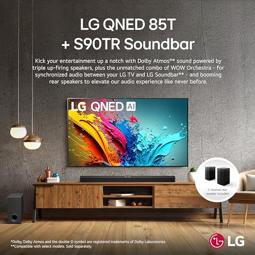 Image of LG 86-Inch Class QNED85T Series LED Smart TV 4K Processor Flat Screen with Alexa Built-in (86QNED85TUA, 2024),LG 7.1.3 ch. Sound Bar with Wireless Dolby Atmos and Rear Speakers