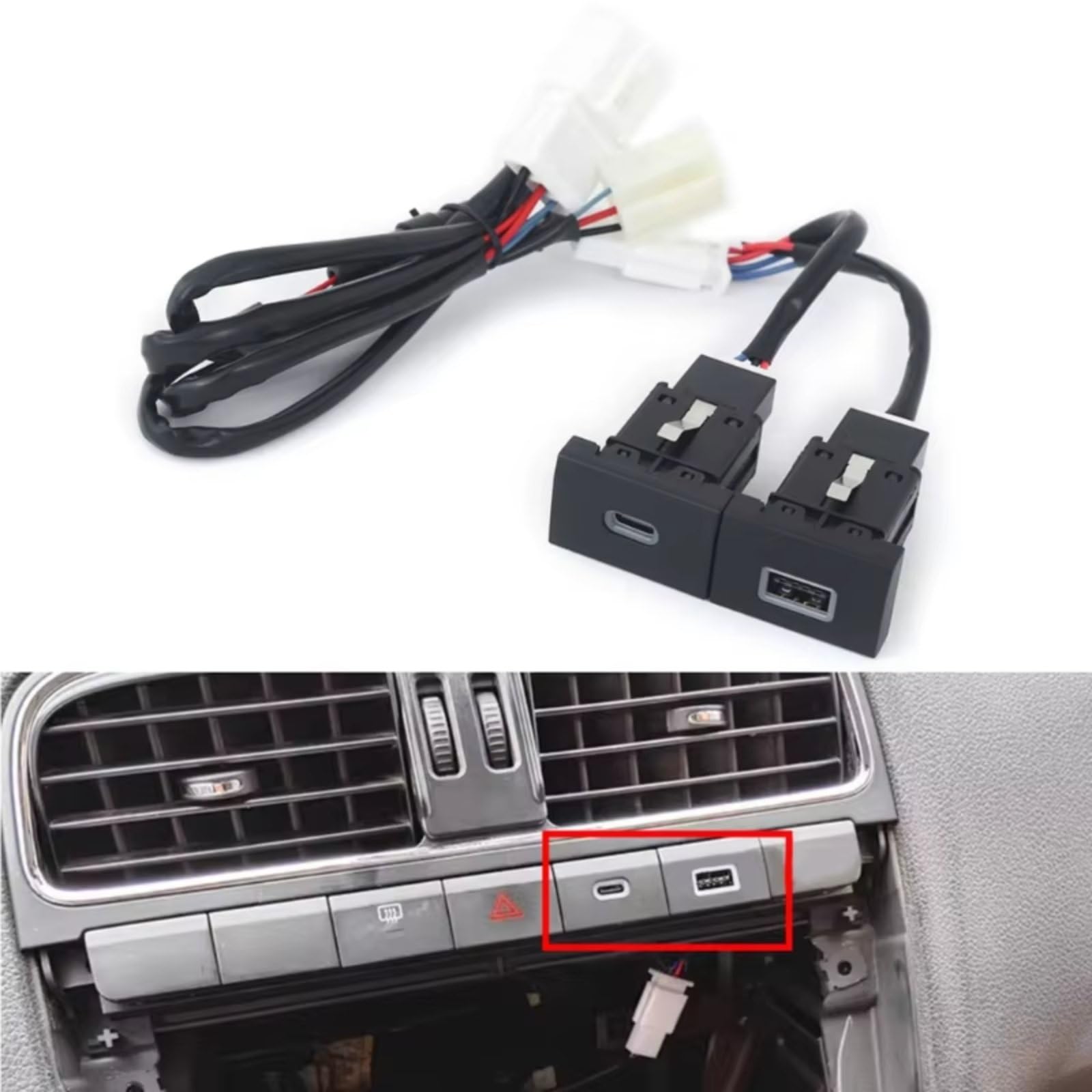 Puerto USB Consola Central Compatible Con VW Para Polo 2011-2013 Coche Para Cargador QC3.0 Para Adaptador Enchufe De Interfaz Tipo C PD Partes Coche