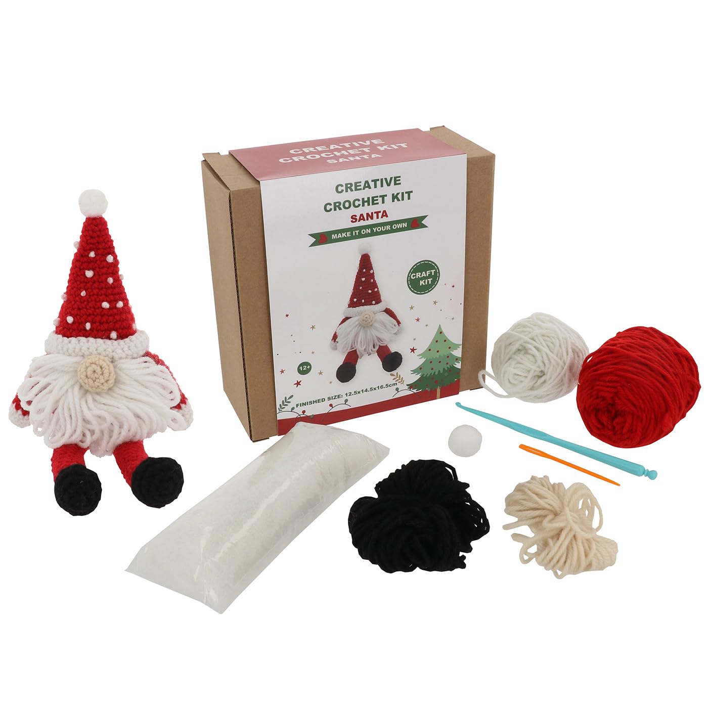Shudehill Giftware Santa Creative Christmas Crochet Kits Perfect For Learning Or Experienced Crocheters - Penguin, Snowman, & More! (Santa)