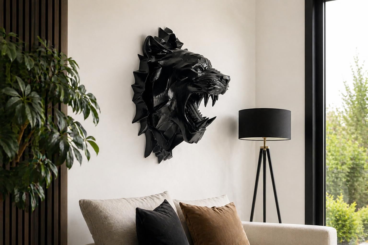 Nex-Home Testa Pantera da Parete Nera Lucida – Scultura Murale Moderna Made in Italy – Decorazione Luxury Dipinta a Mano per Casa, Salotto, Ufficio e Arredo Design Pronta da appendere contemporanea