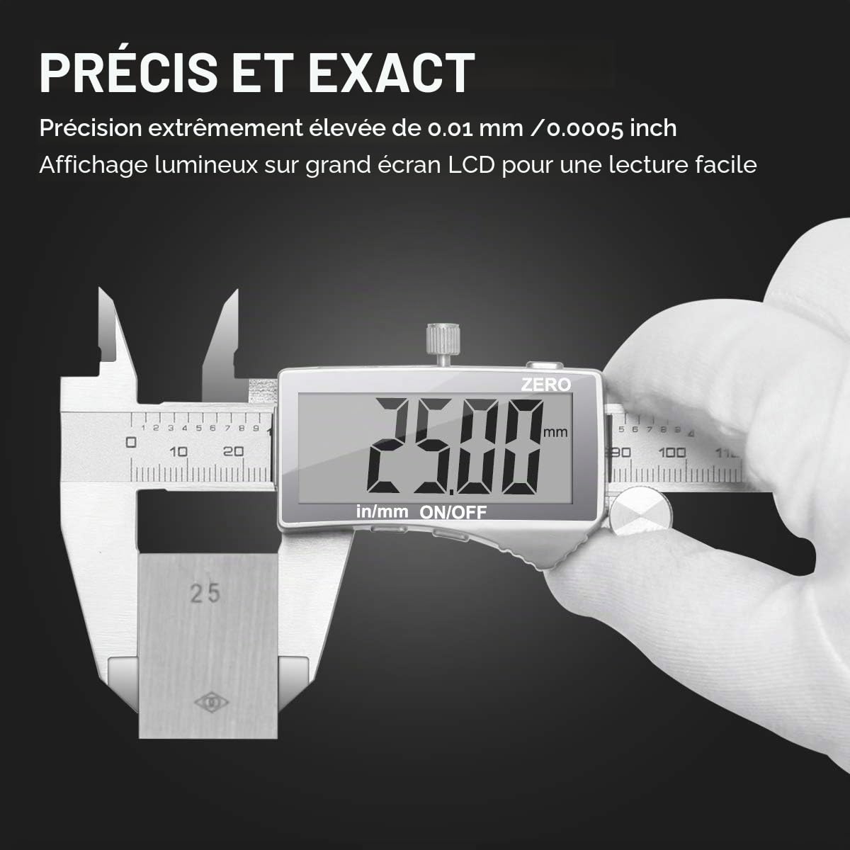 Pied à Coulisse Numérique, Preciva Professionnel Pied a Coulisse Digital 150 MM, Outils de Mesure avec MM/IN Conversion et Écran LCD, Résiste aux Eclaboussures