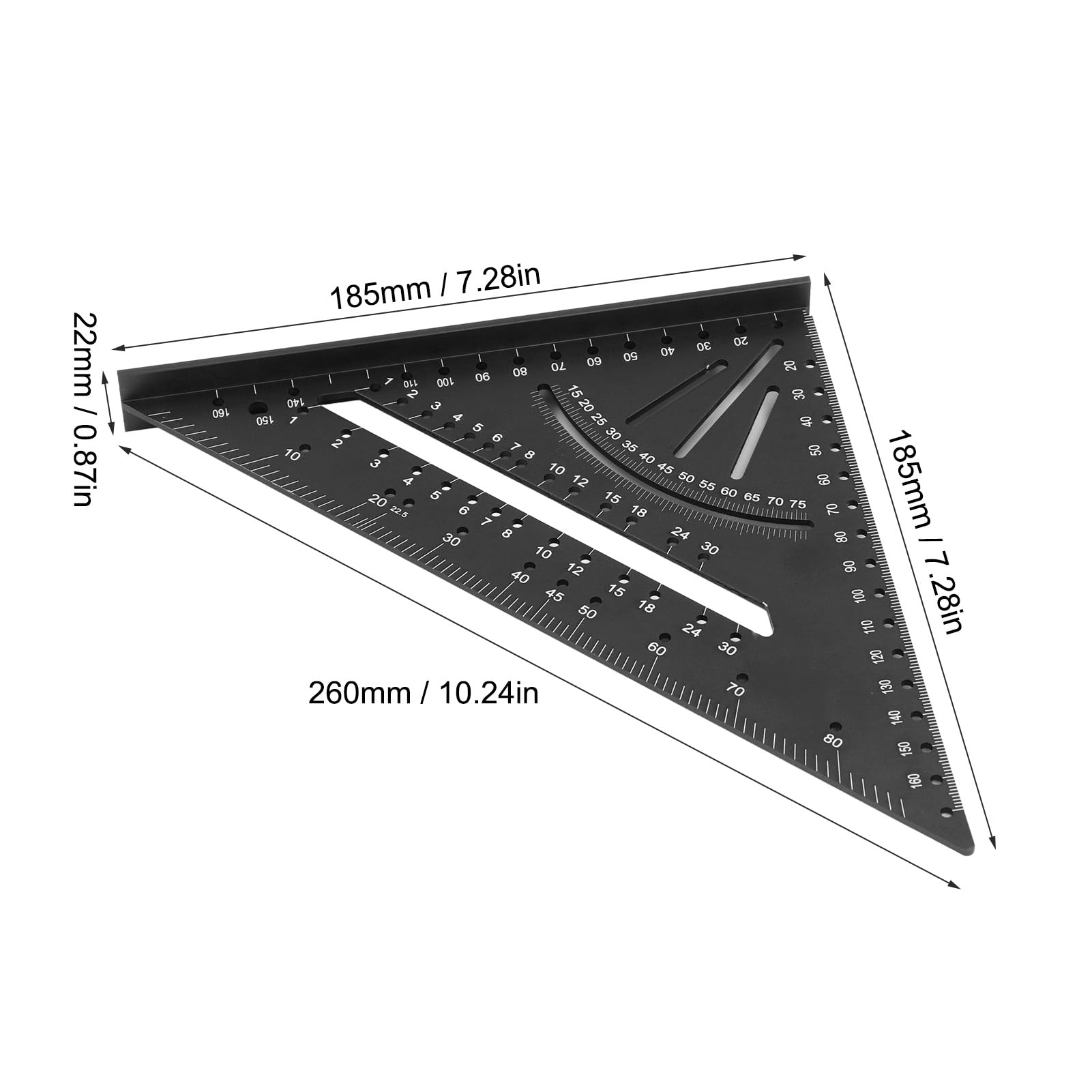 MRKU Righello Triangolare in Alluminio, Robusto, con Scale incise Precise a 30°, 45° e 60° (metrico, ad Angolo retto).