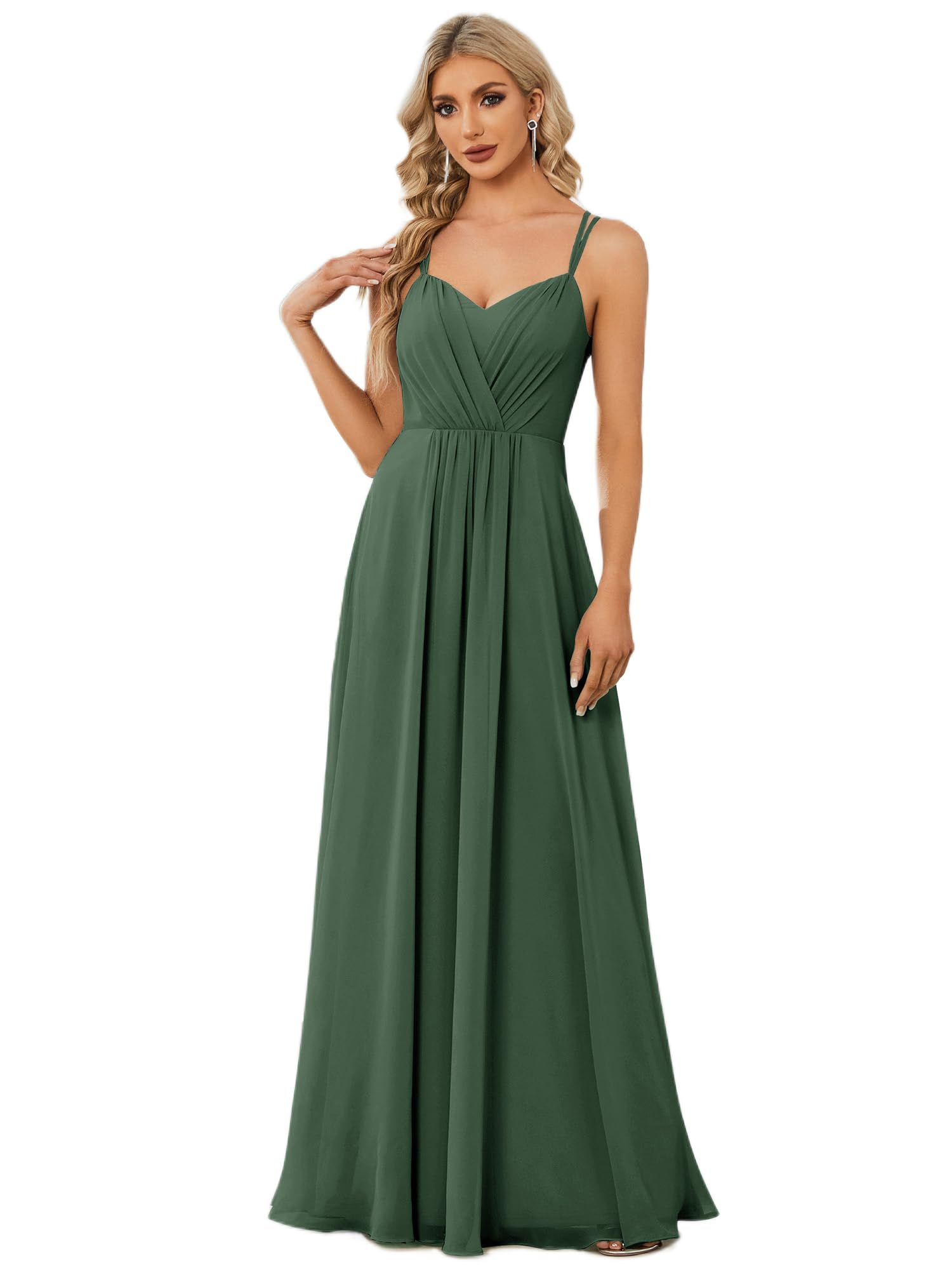 Ever-Pretty Vestito da Damigella Scollo a V Senza Maniche Lungo Elegante Abito da Damigella ES01692